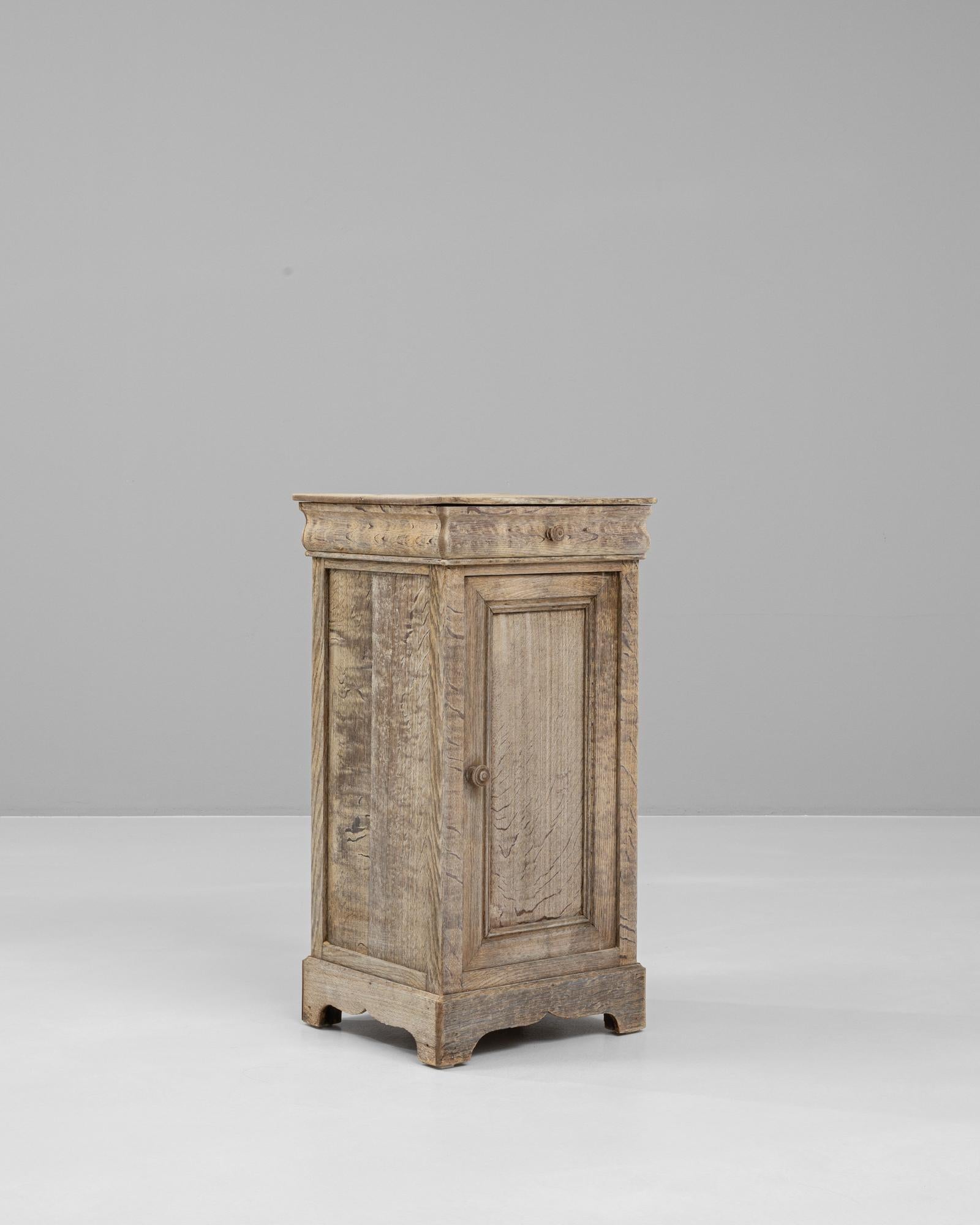 19th Century French Bleached Oak Bedside Table 2