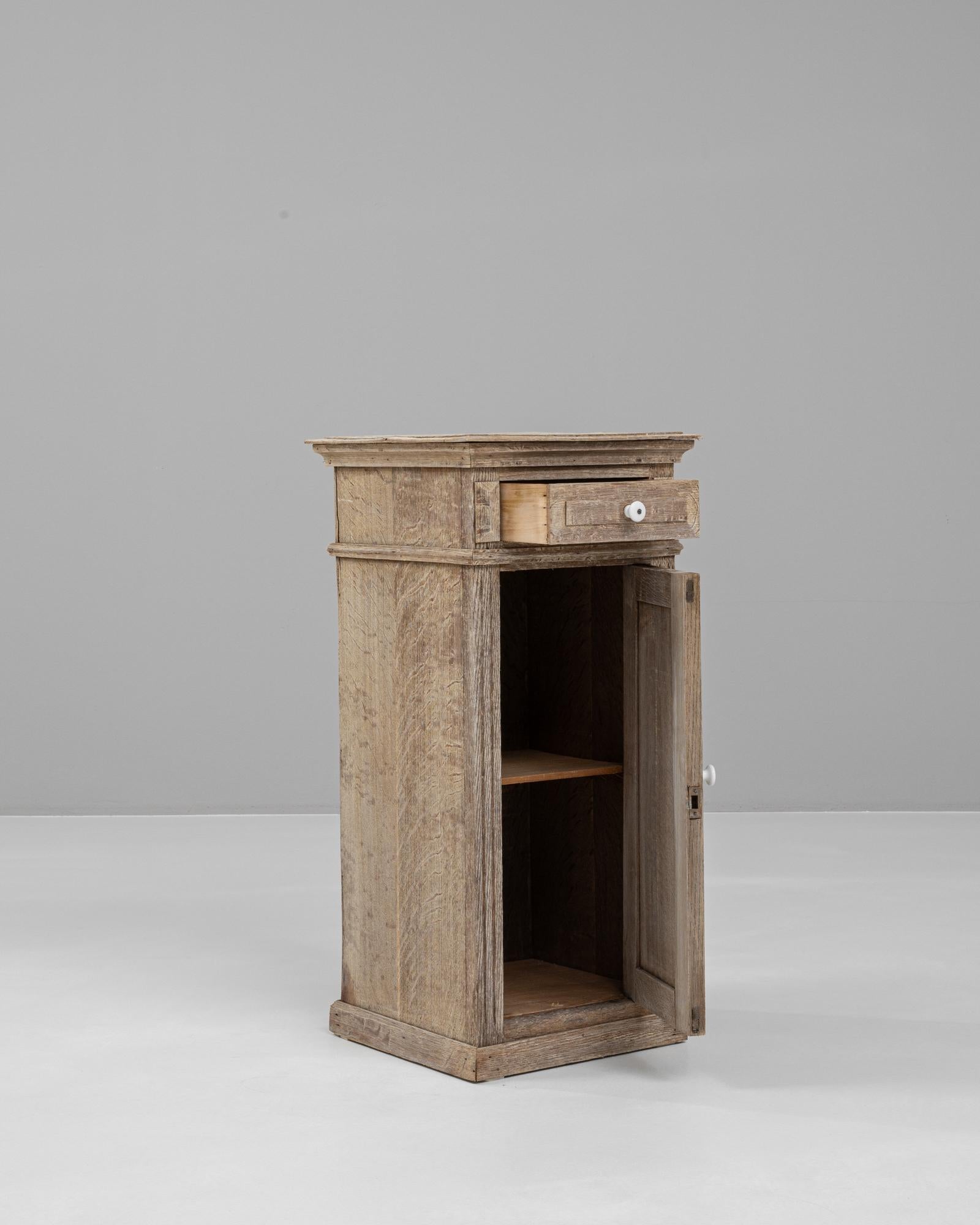 19th Century French Bleached Oak Bedside Table For Sale 2