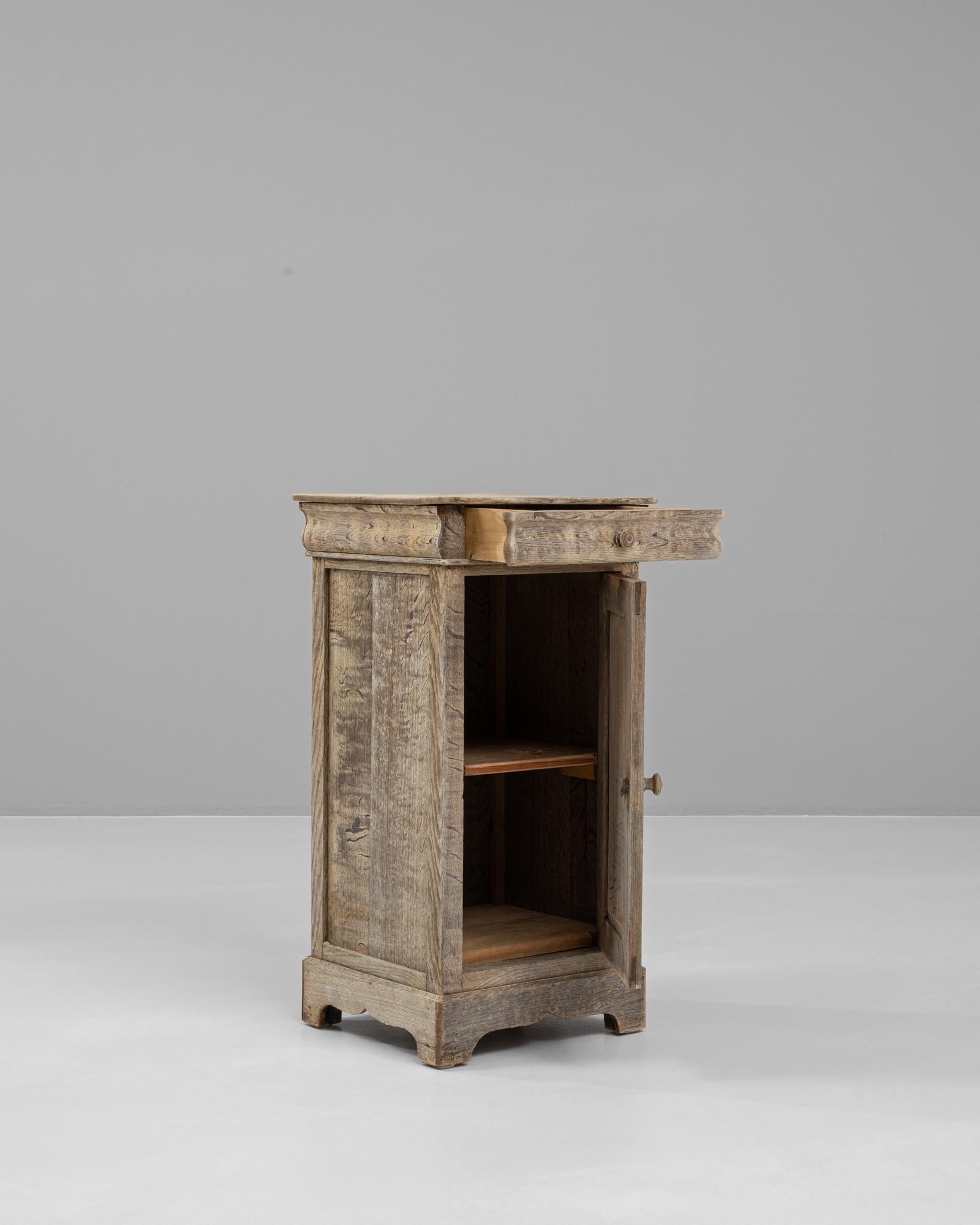 19th Century French Bleached Oak Bedside Table 3