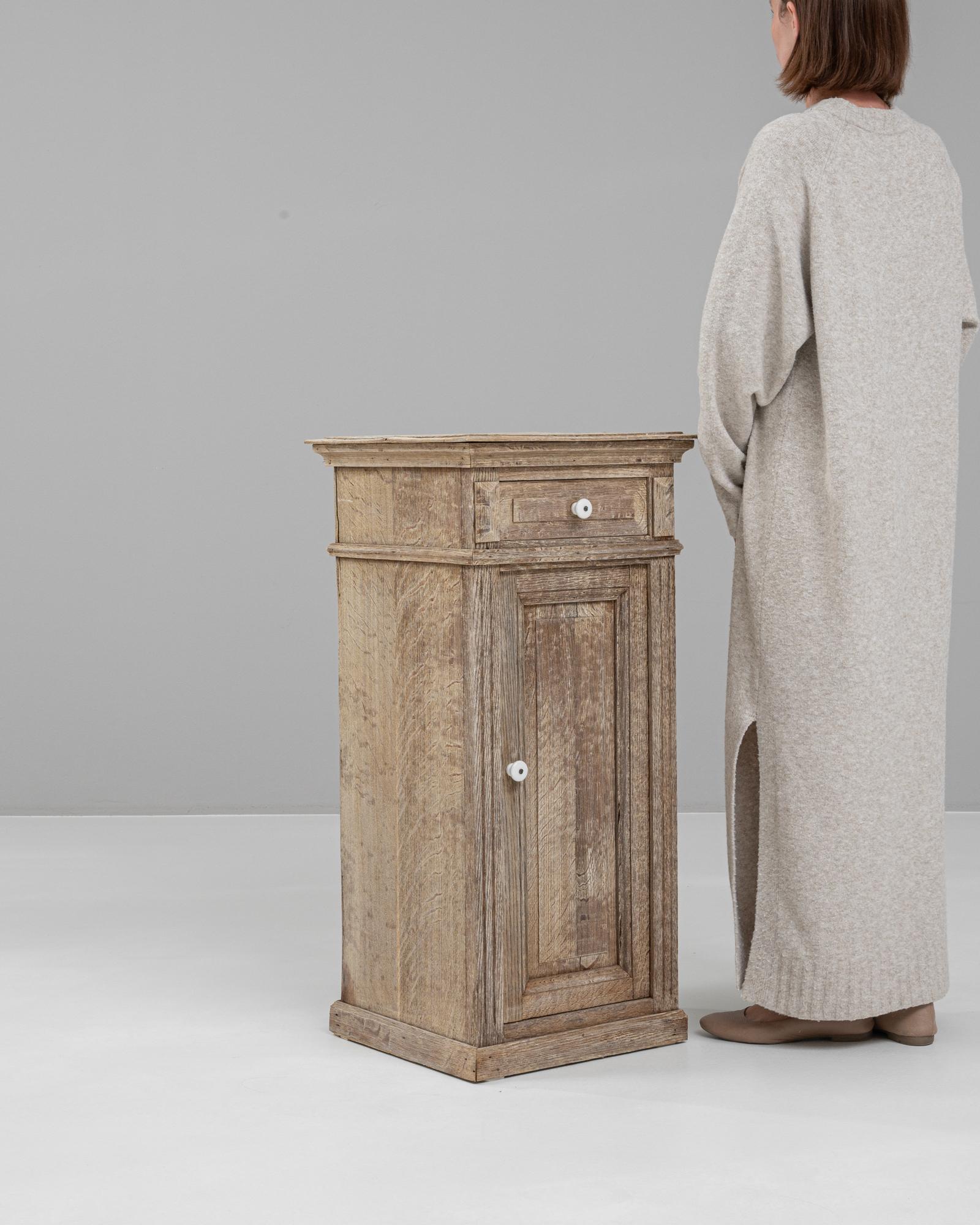19th Century French Bleached Oak Bedside Table For Sale 3