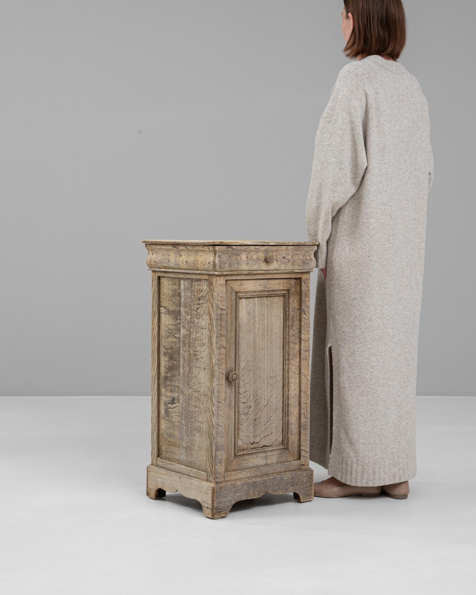 19th Century French Bleached Oak Bedside Table 4