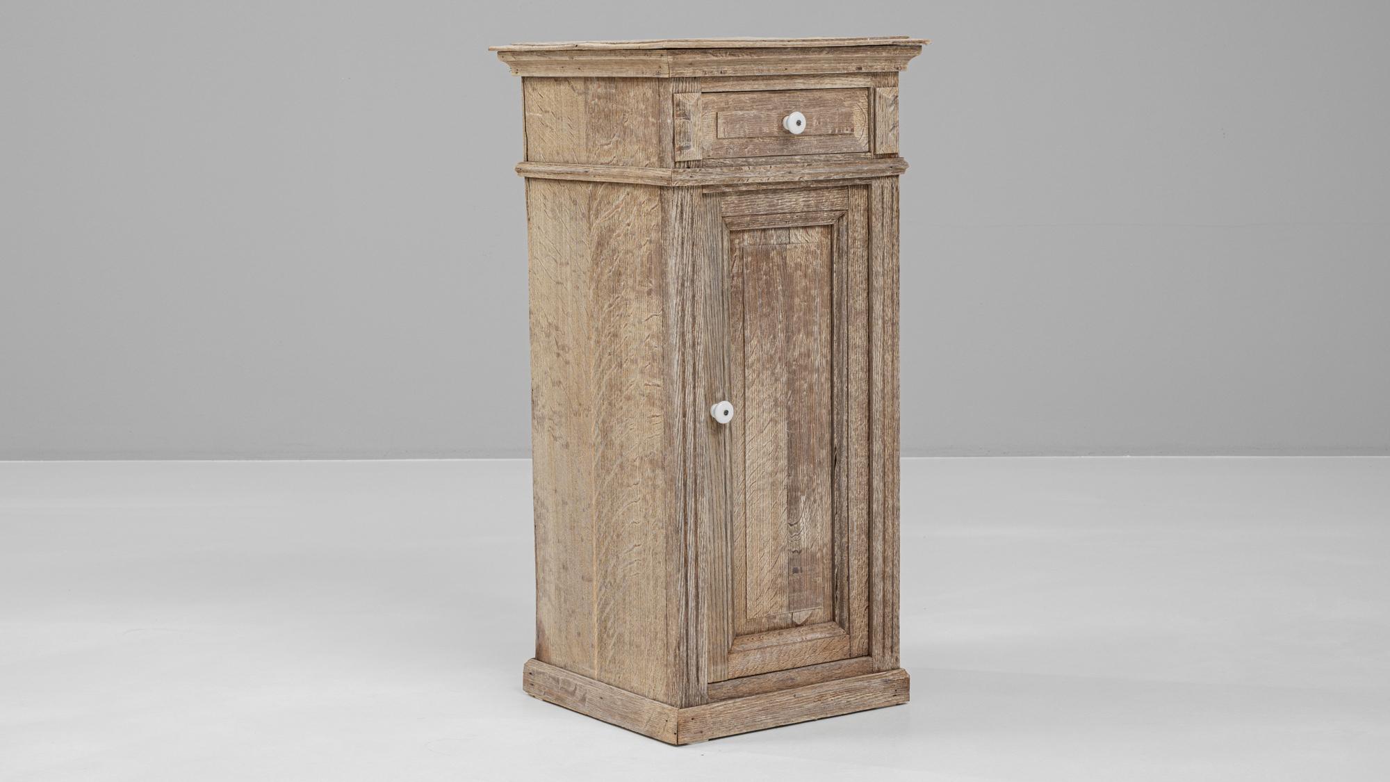 19th Century French Bleached Oak Bedside Table For Sale 4