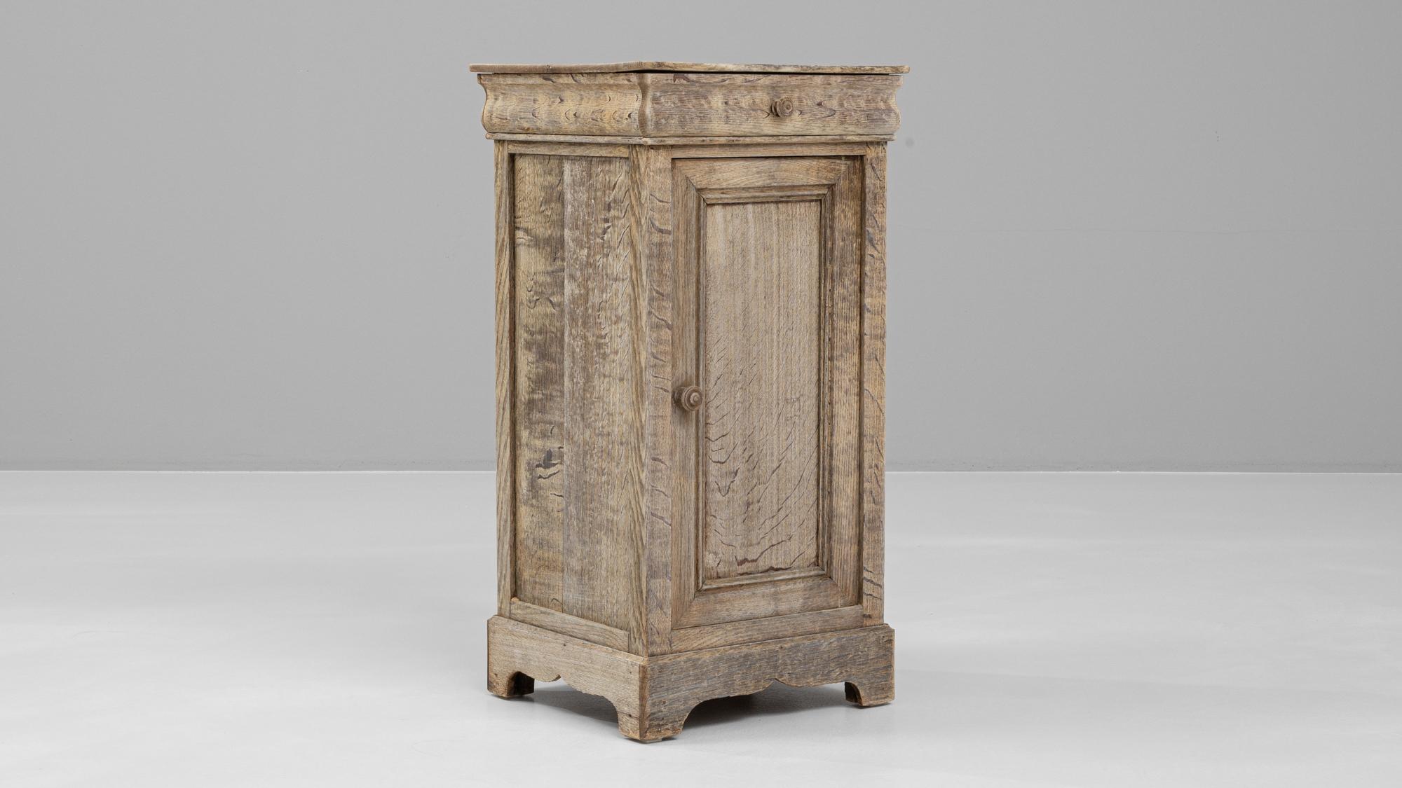 19th Century French Bleached Oak Bedside Table 5