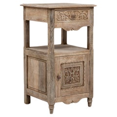 19th Century French Bleached Oak Bedside Table
