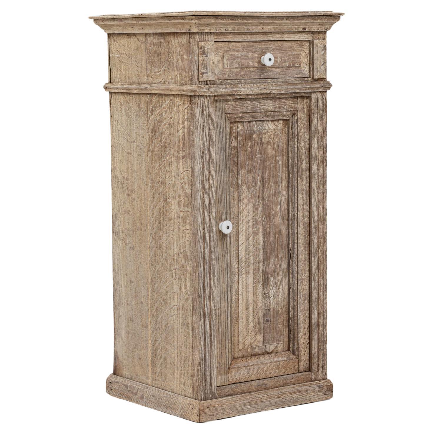 19th Century French Bleached Oak Bedside Table