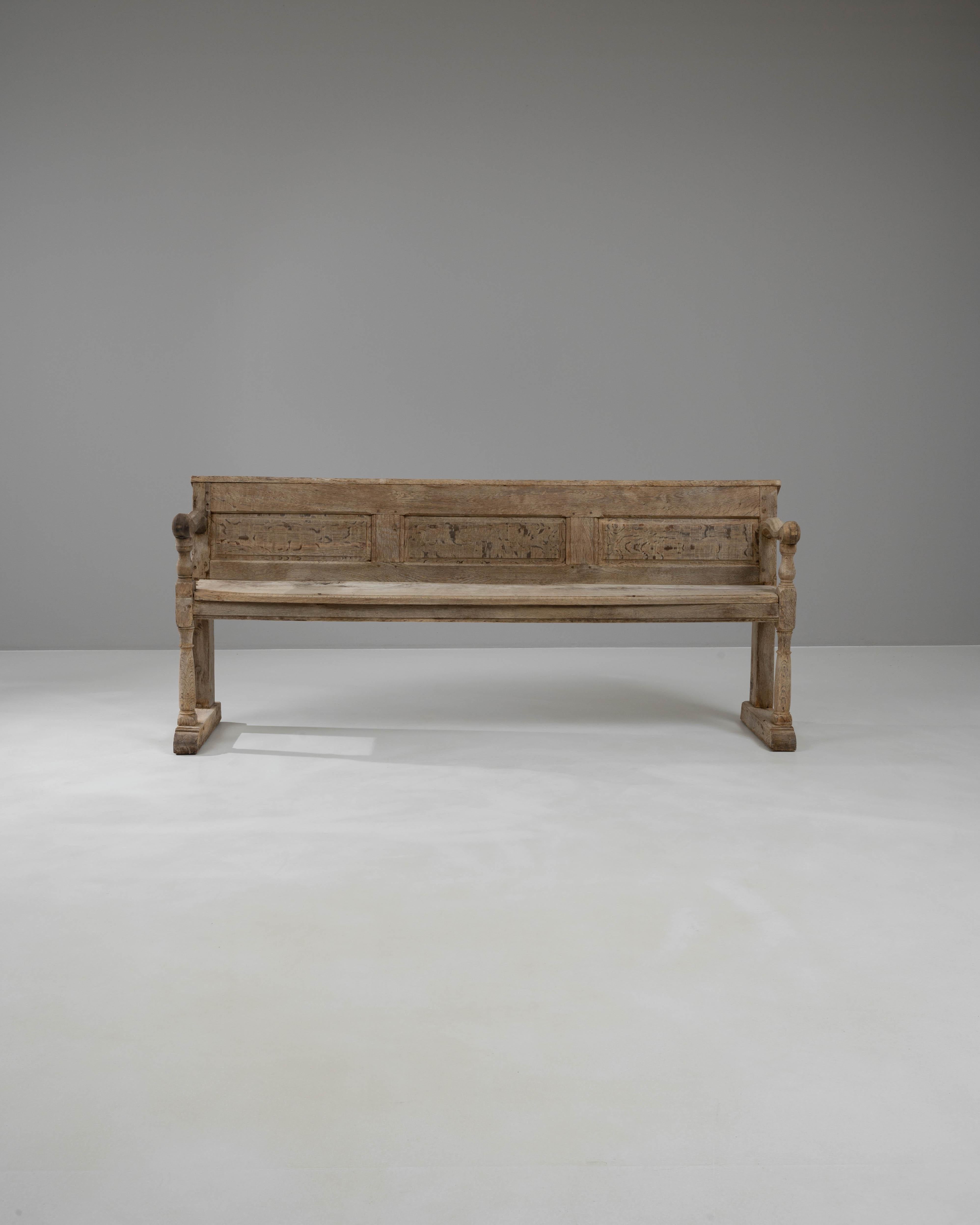 19th Century French Bleached Oak Bench In Good Condition In High Point, NC