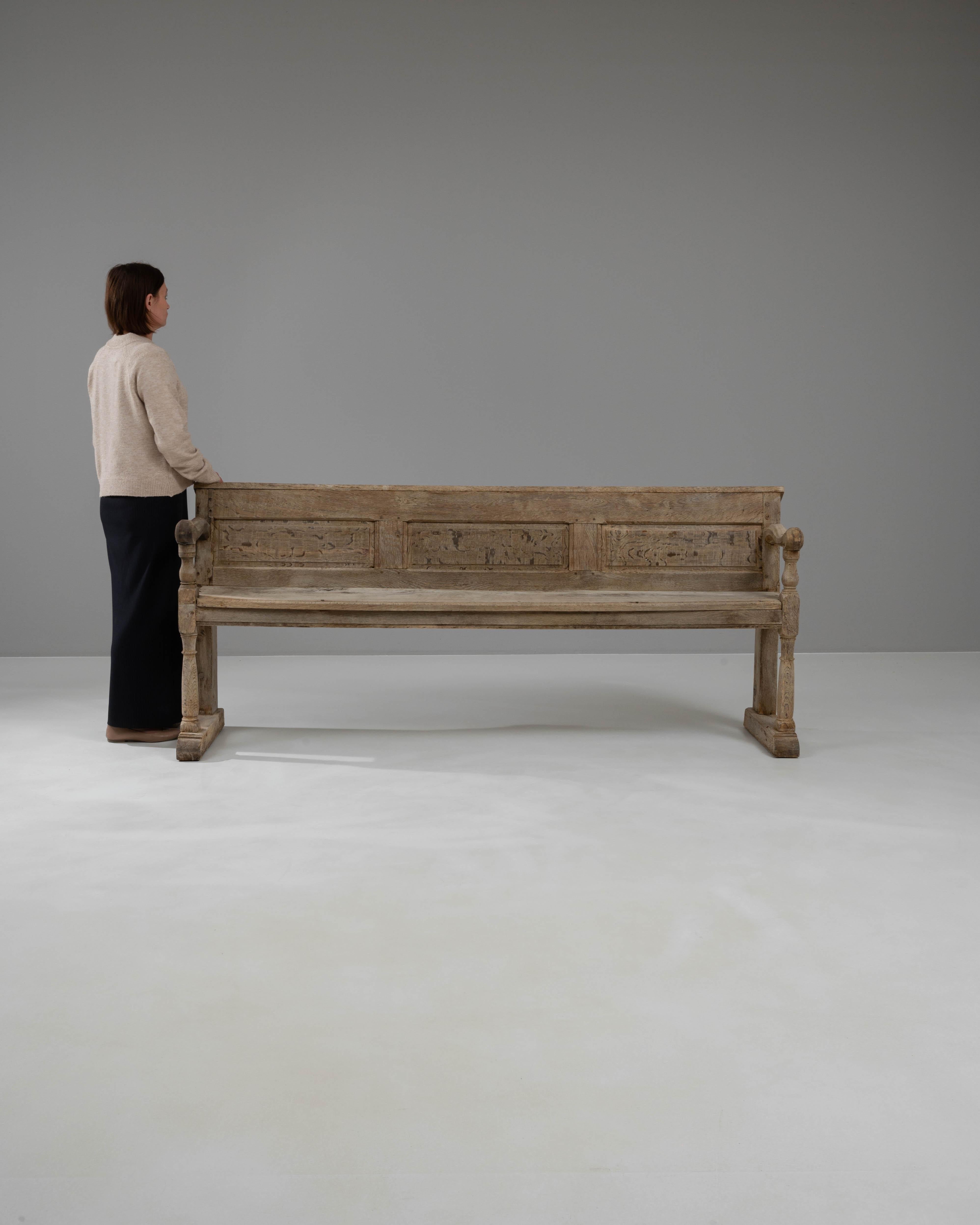 19th Century French Bleached Oak Bench 1