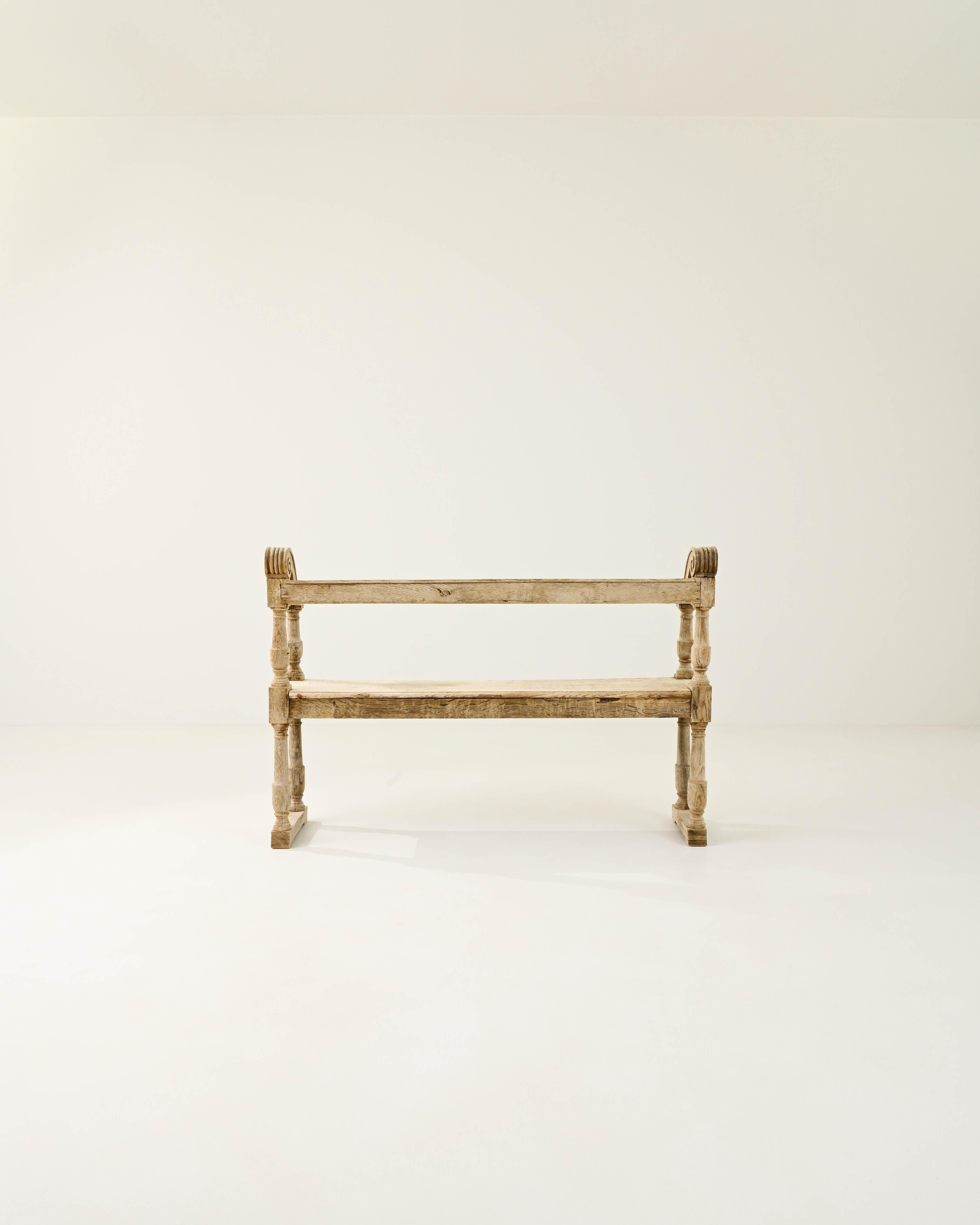 19th Century French Bleached Oak Bench 2