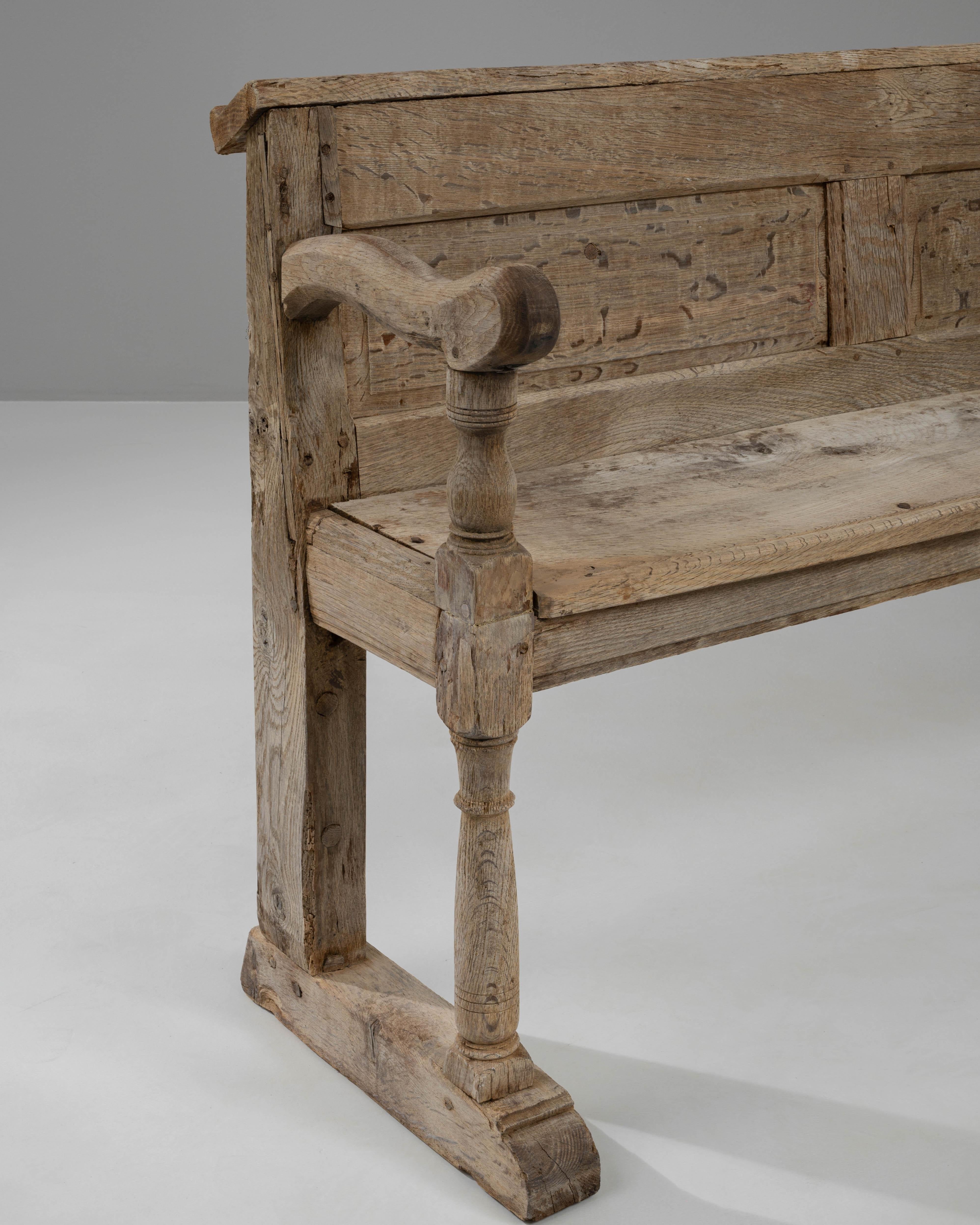 19th Century French Bleached Oak Bench 3