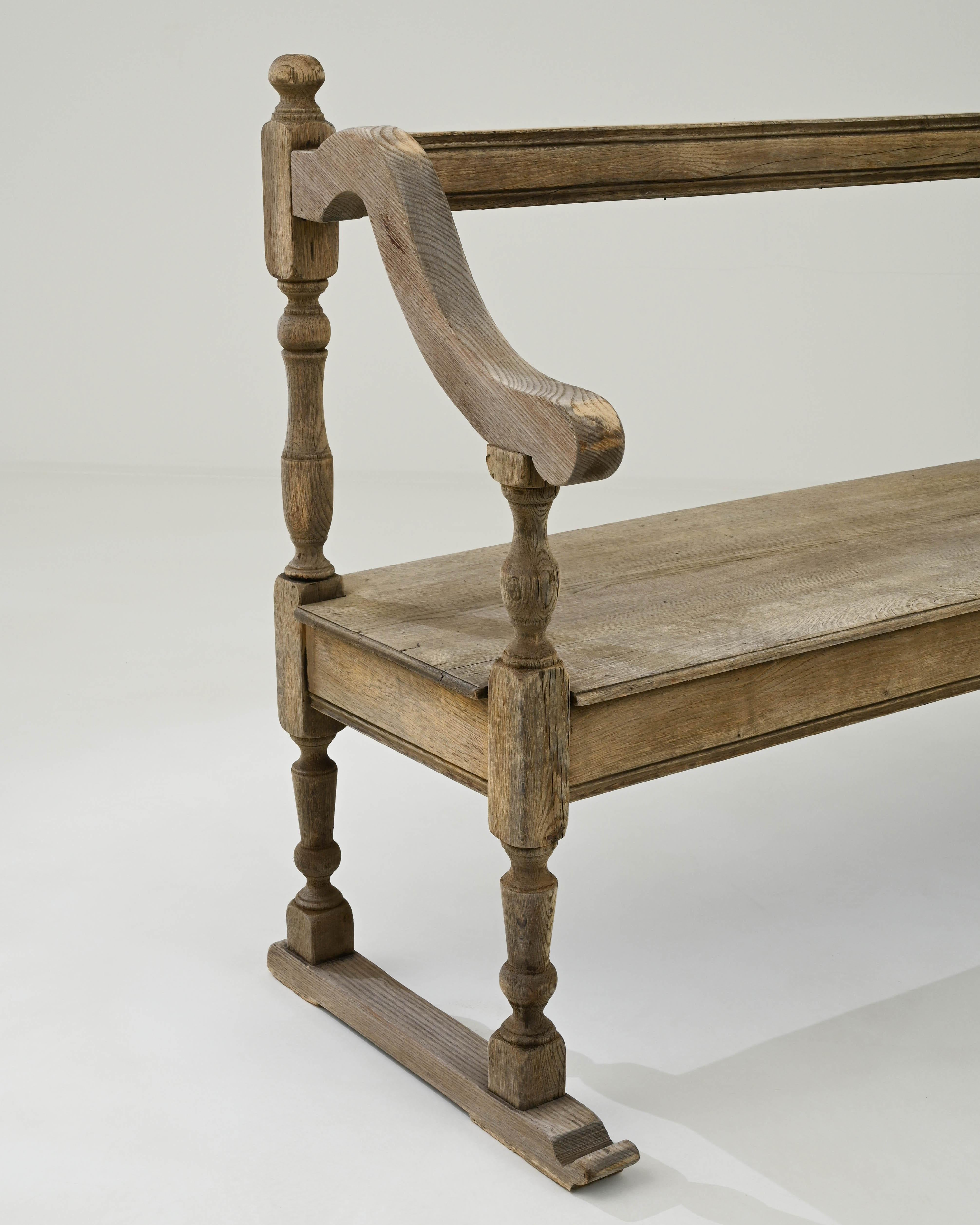 19th Century French Bleached Oak Bench 3
