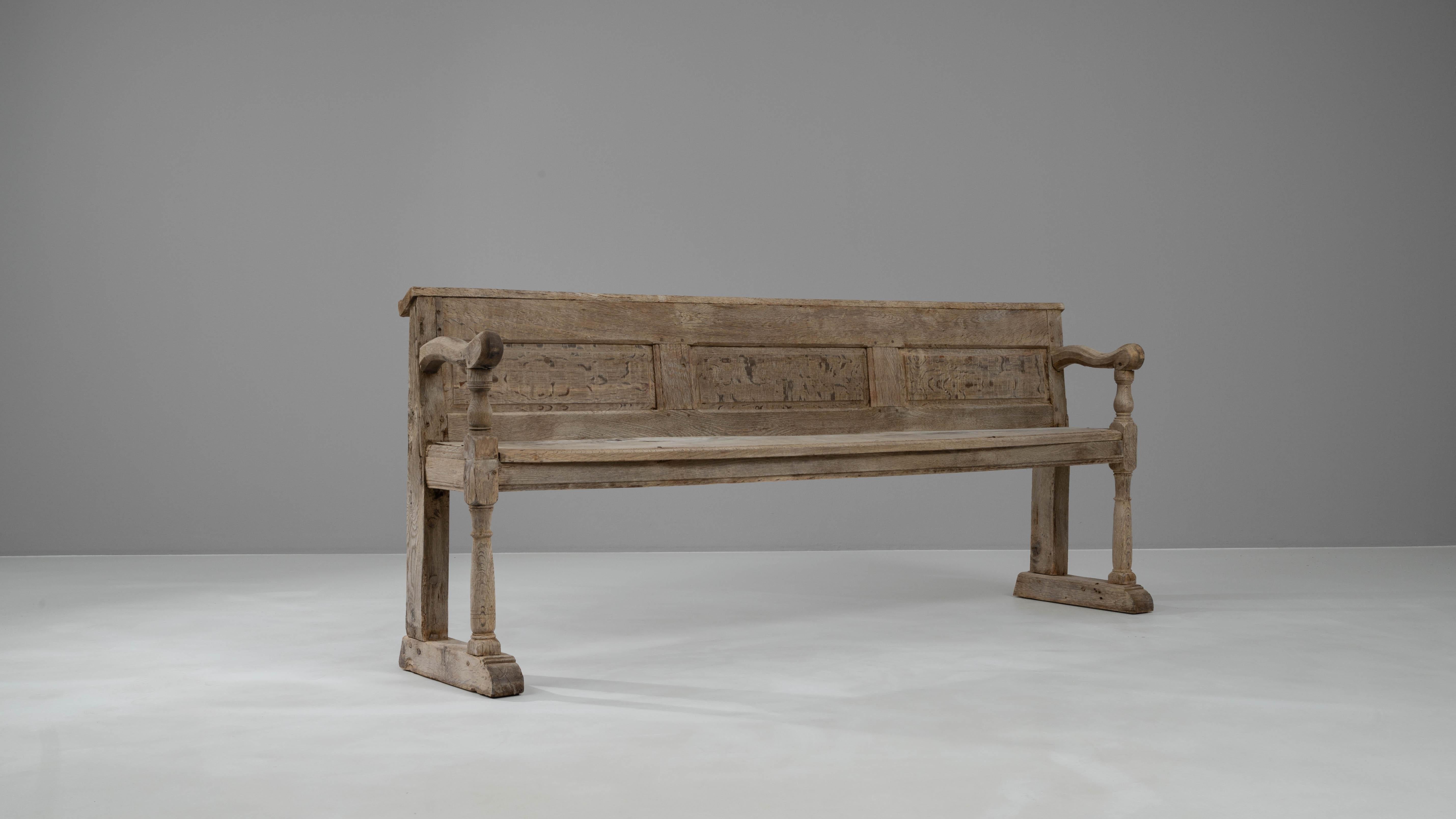 19th Century French Bleached Oak Bench 4