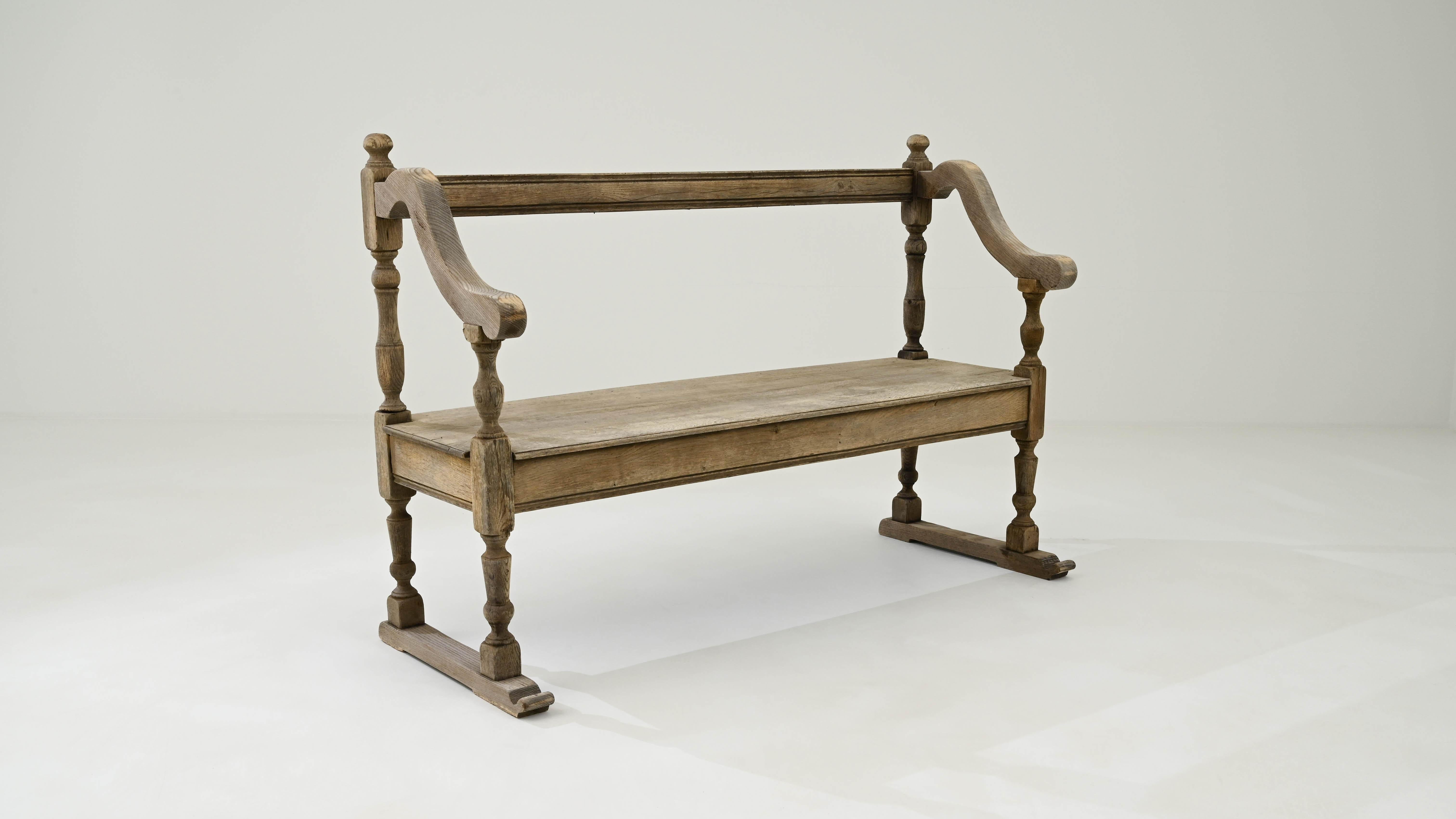 19th Century French Bleached Oak Bench 4