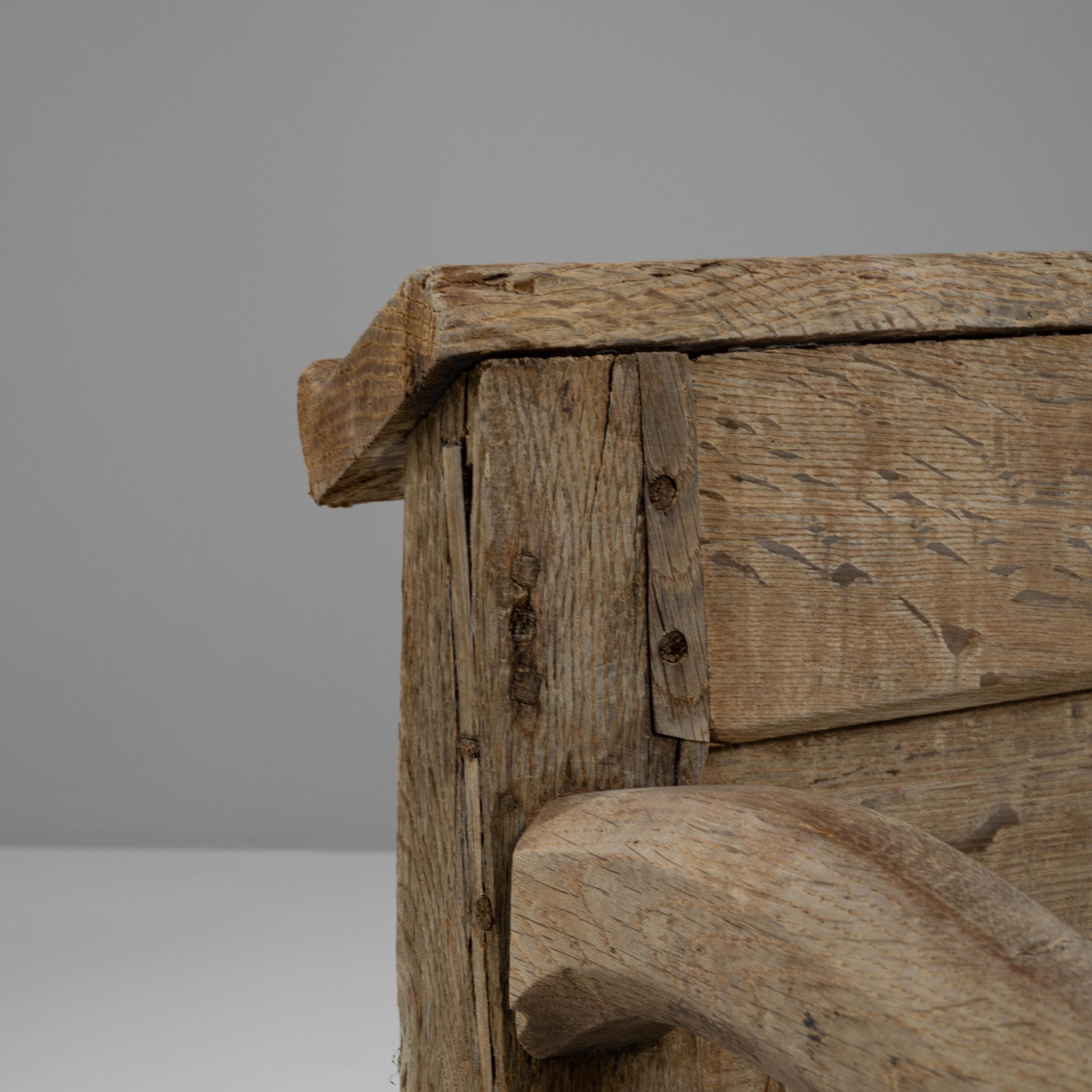 19th Century French Bleached Oak Bench 5