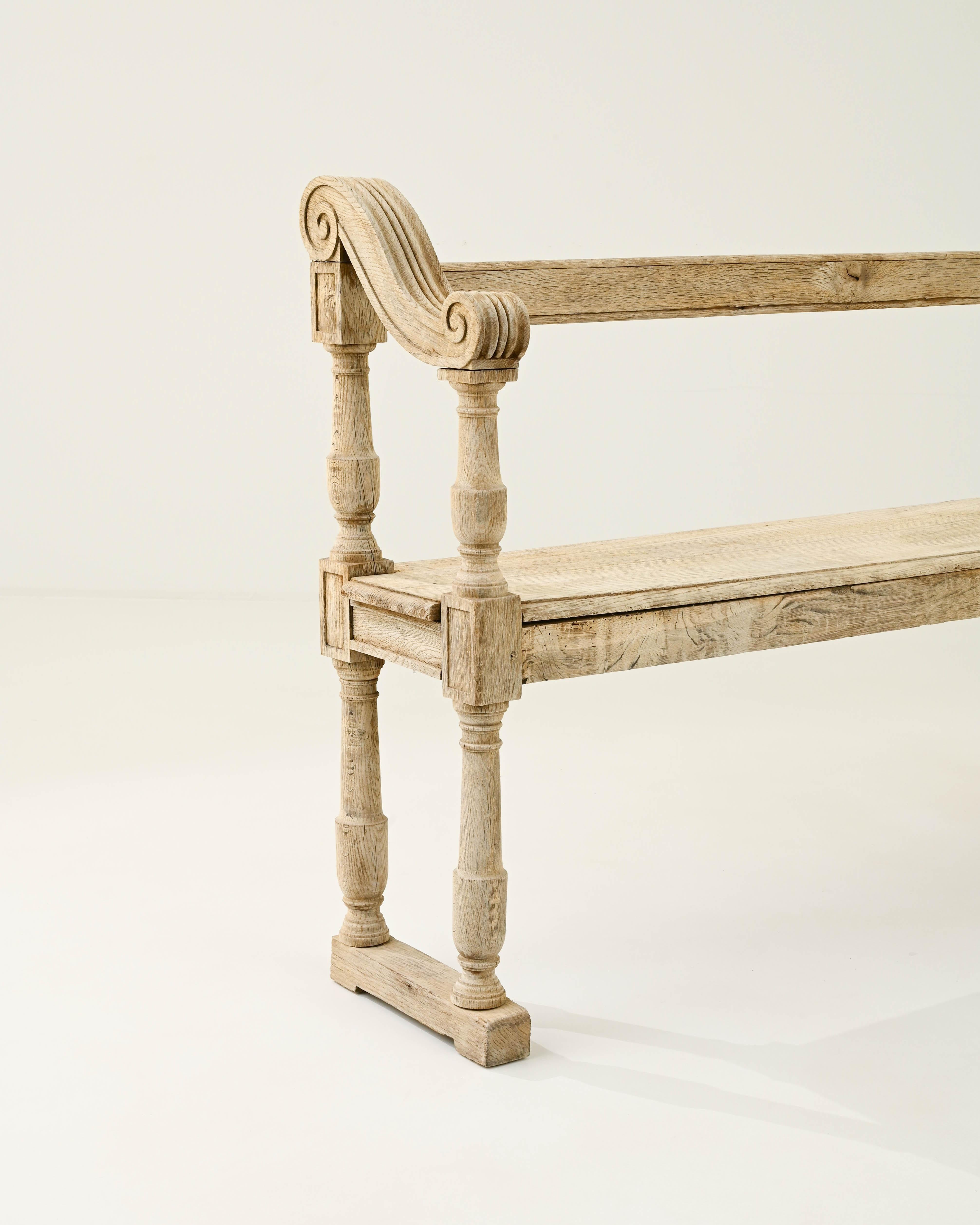 19th Century French Bleached Oak Bench 5
