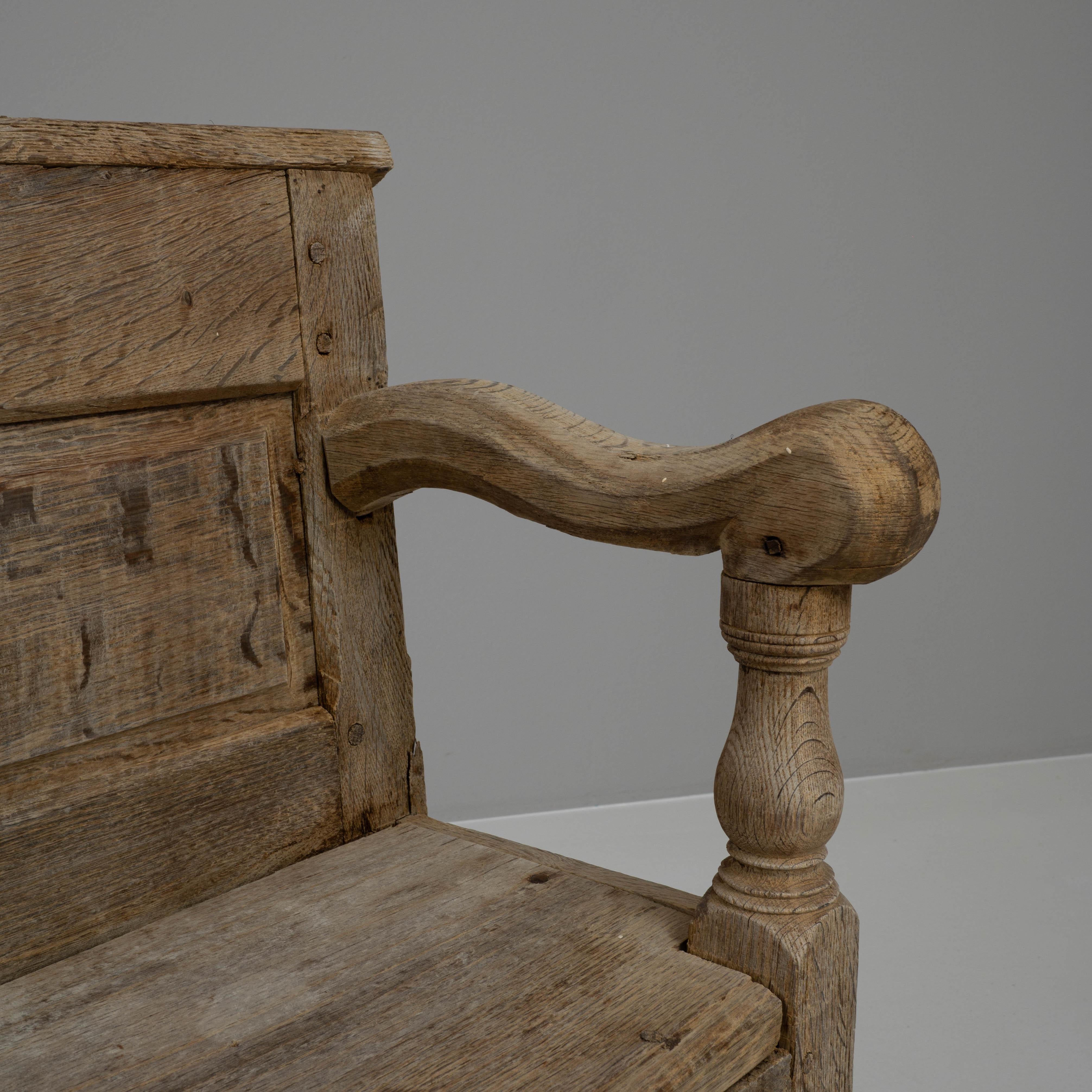 19th Century French Bleached Oak Bench 6
