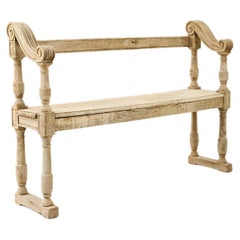 19th Century French Bleached Oak Bench
