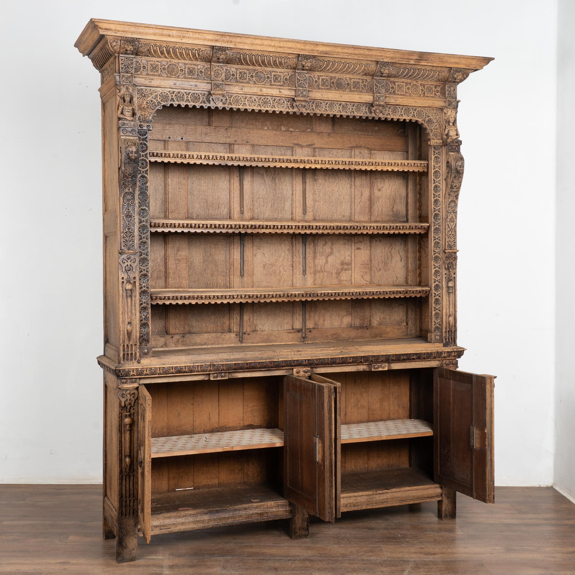 19th Century French Bleached Oak Bookcase Display Cabinet (Französische Provence) im Angebot