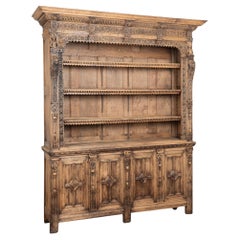 19th Century French Bleached Oak Bookcase Display Cabinet