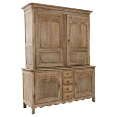 19th Century French Bleached Oak Buffet a Deux Corps