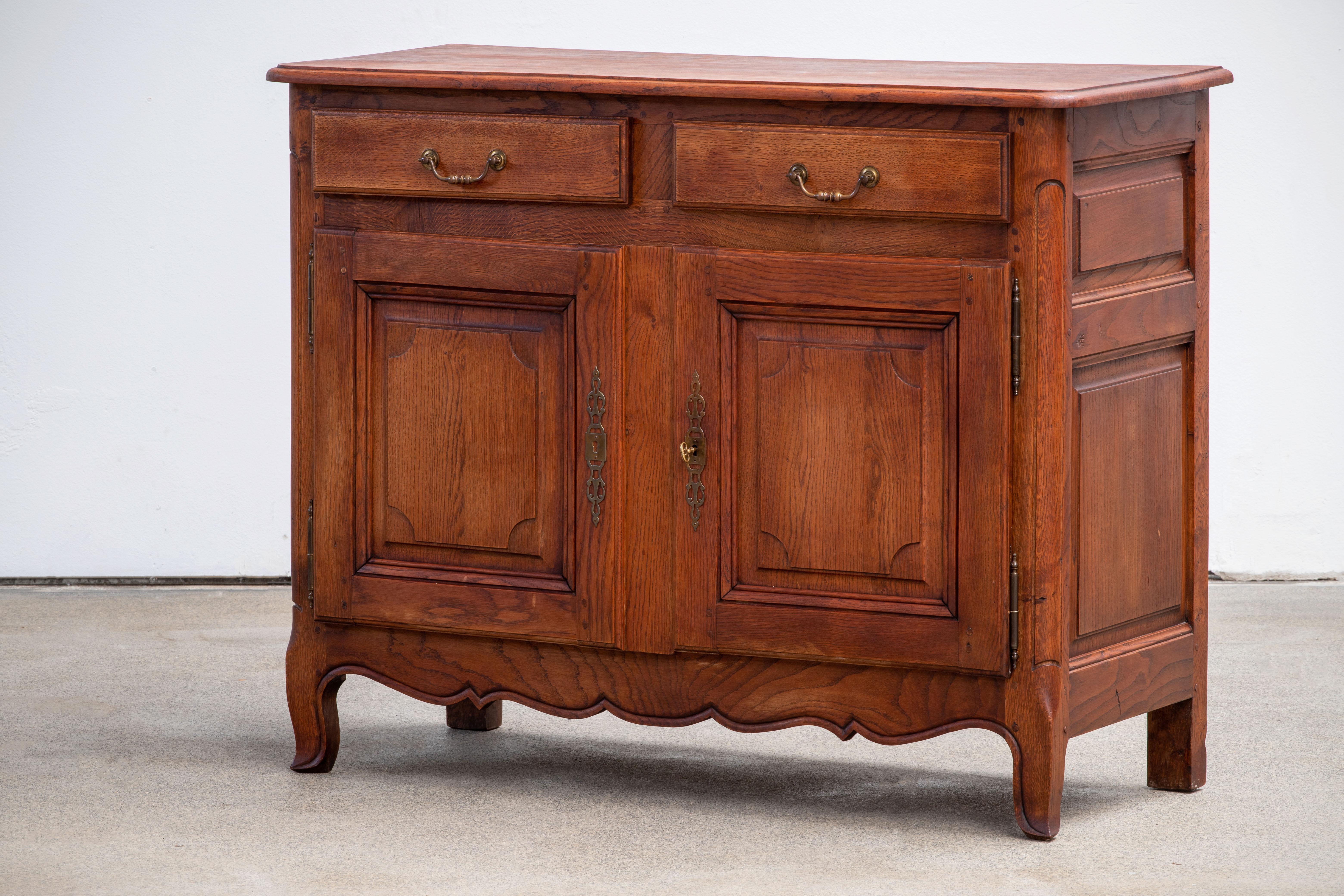 Louis XV 19th Century French Bleached Oak Buffet Cabinet For Sale