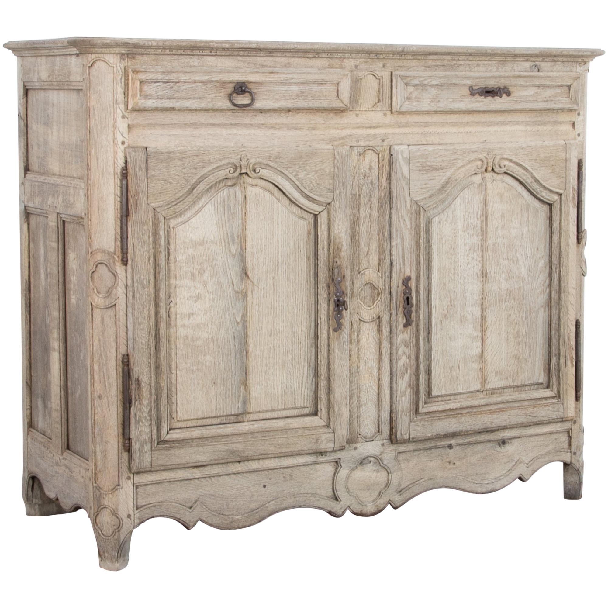19th Century French Bleached Oak Buffet Cabinet