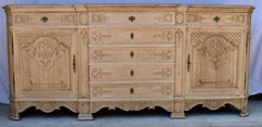 Buffet en chêne blanchi français du 19ème siècle