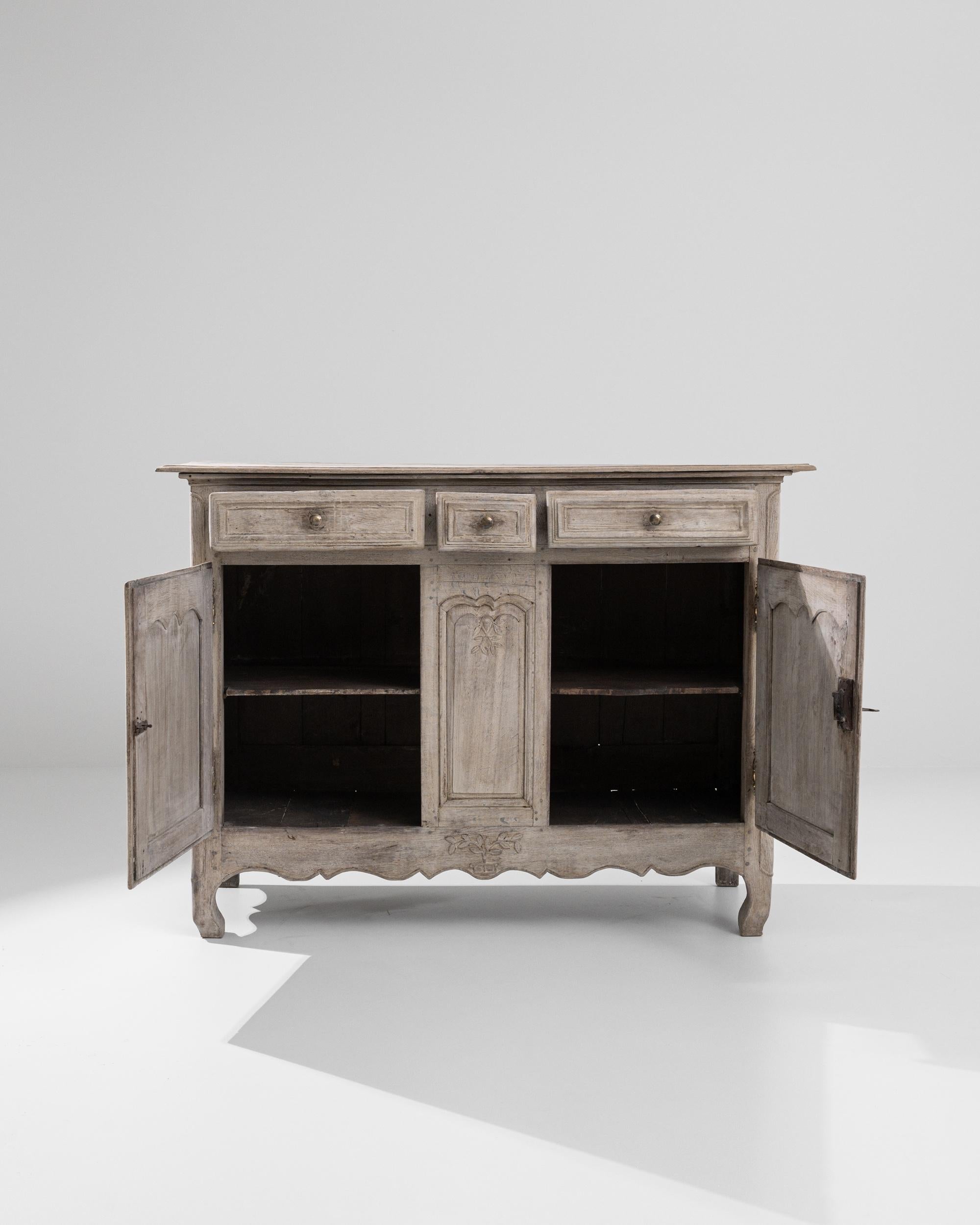 French Provincial 19th Century French Bleached Oak Buffet For Sale