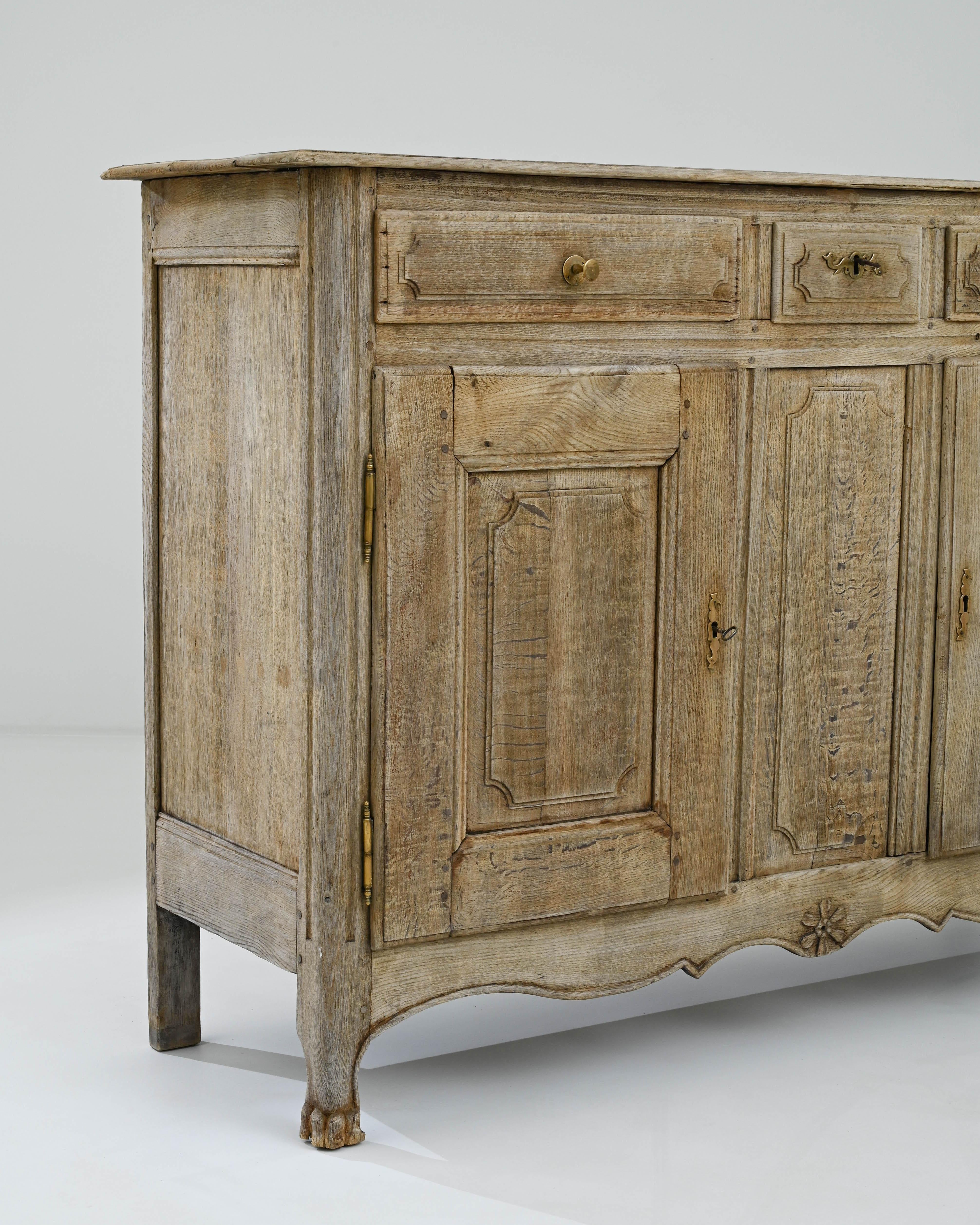 French Provincial 19th Century French Bleached Oak Buffet For Sale