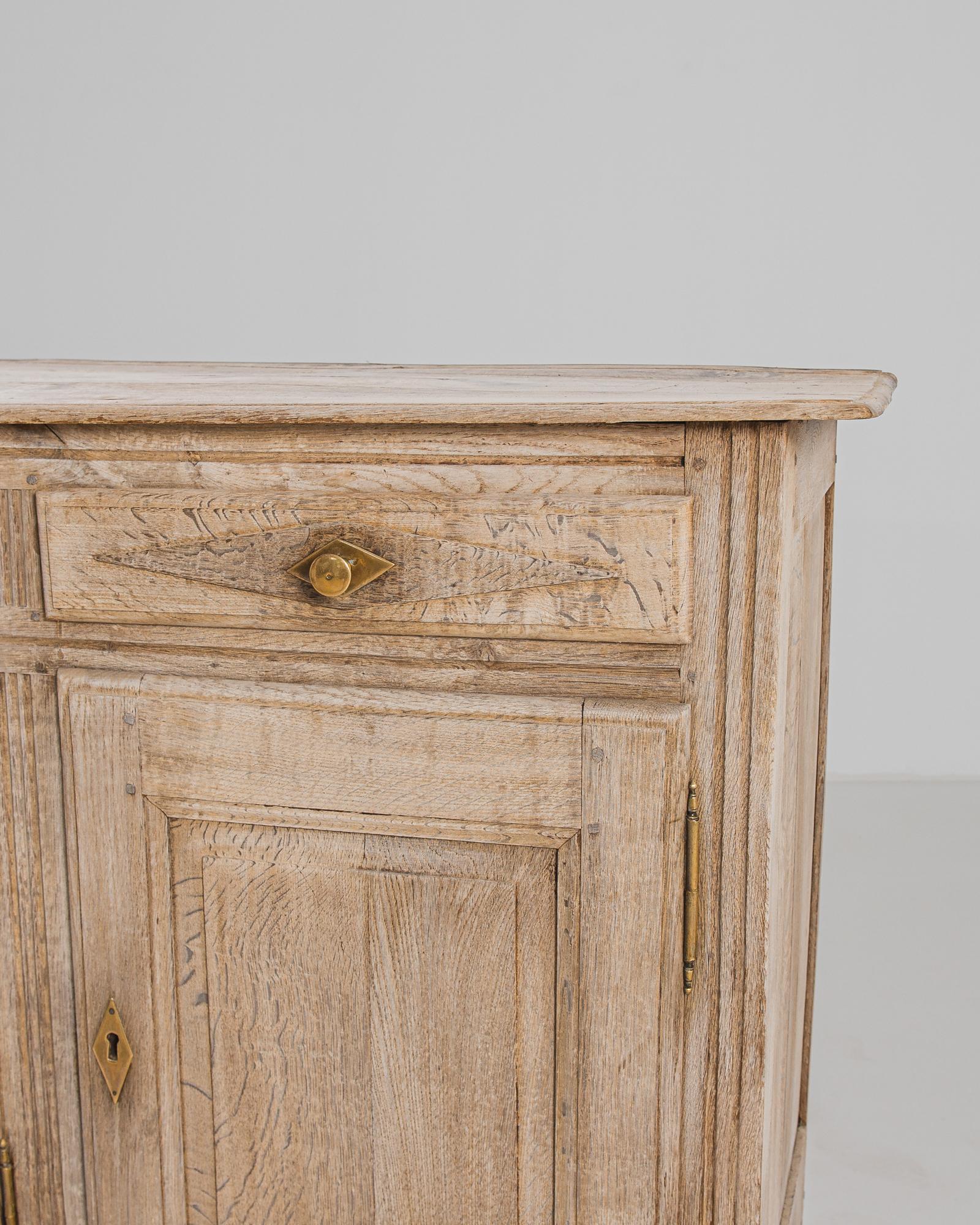 Hand-Carved 19th Century French Bleached Oak Buffet
