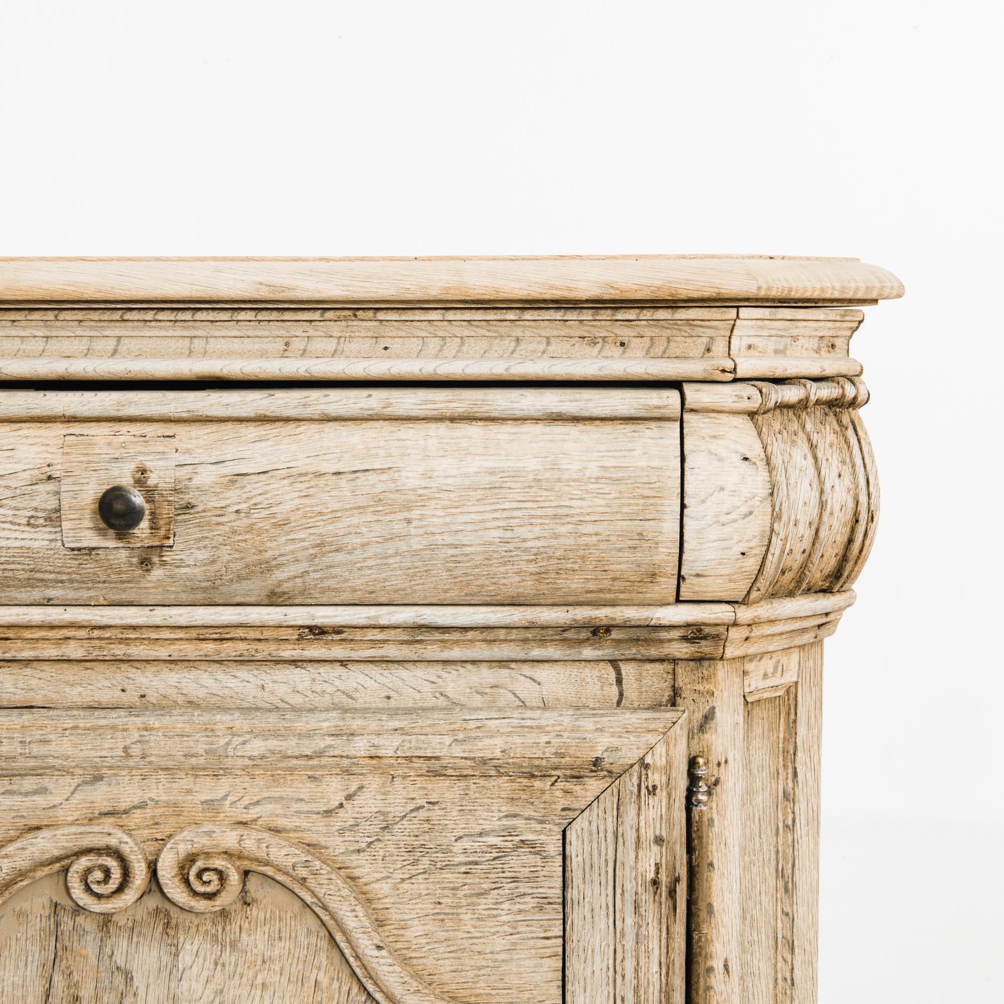 Brass 19th Century French Bleached Oak Buffet