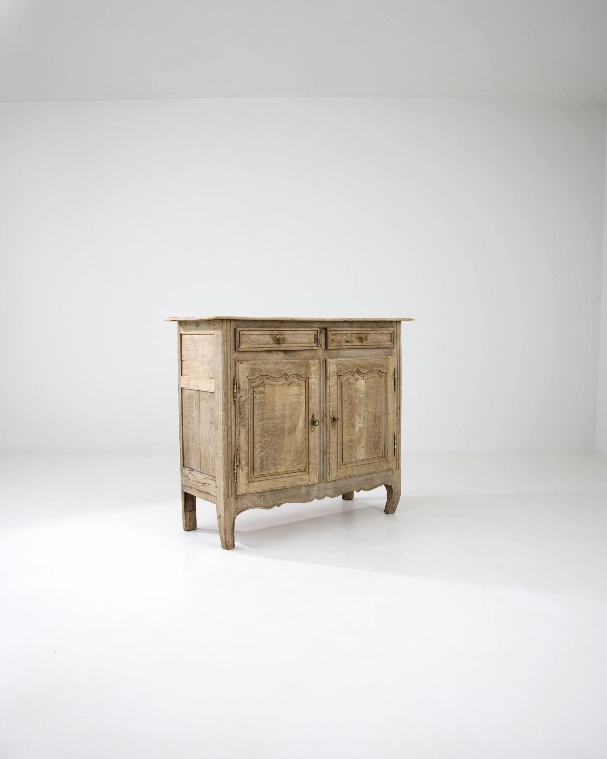 Brass 19th Century French Bleached Oak Buffet For Sale