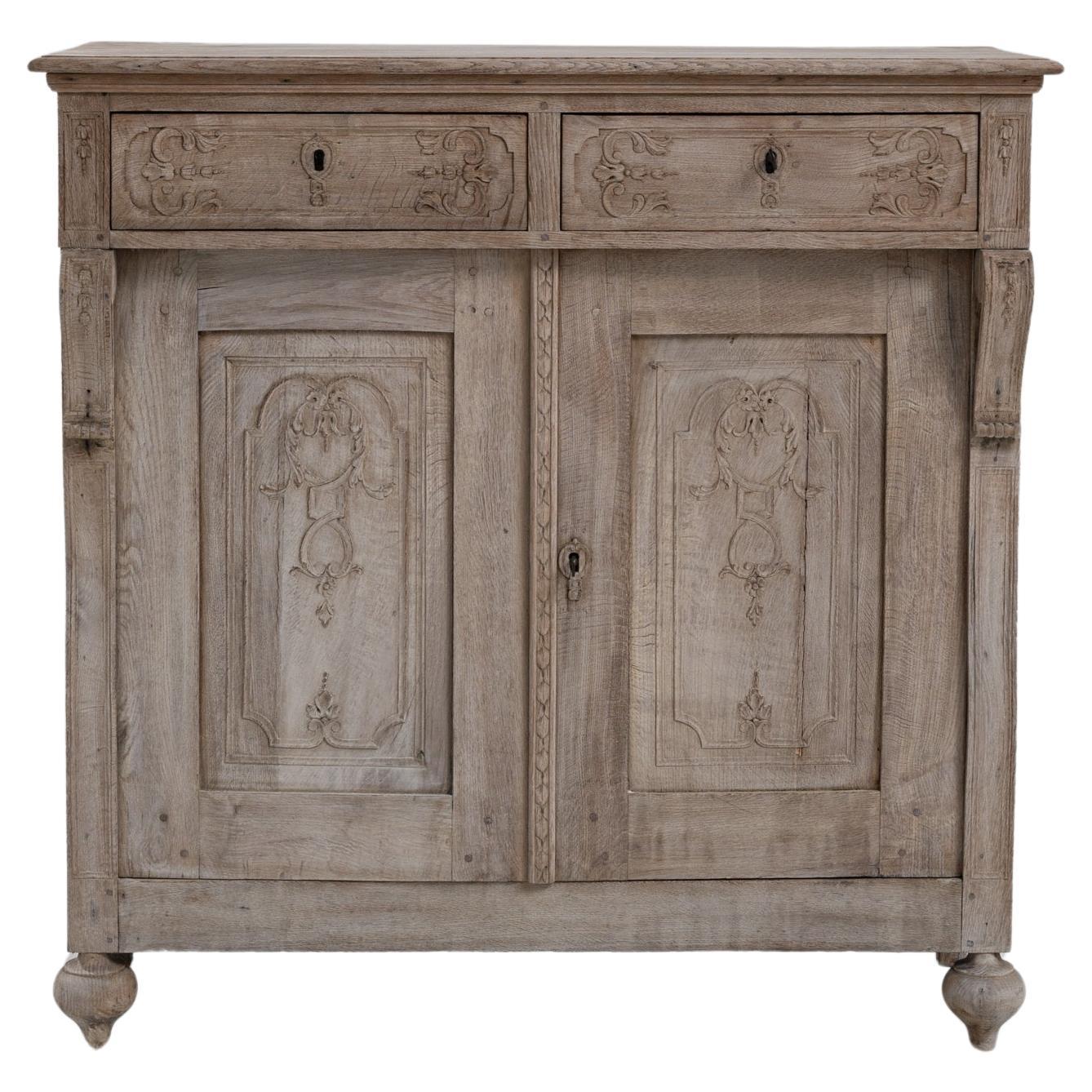 19th Century French Bleached Oak Buffet For Sale