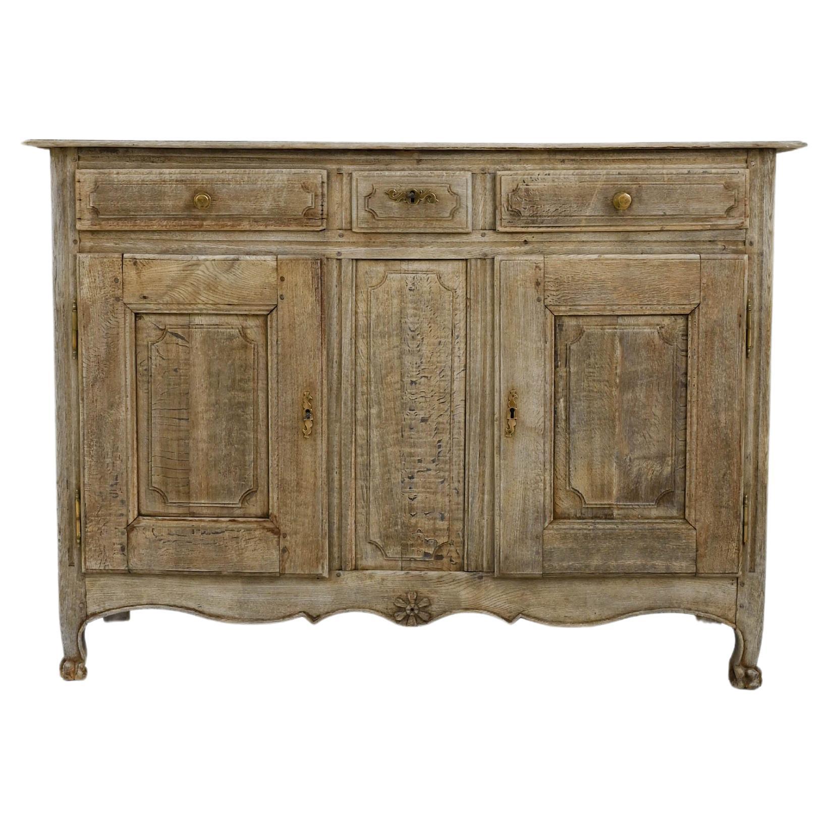 19th Century French Bleached Oak Buffet For Sale