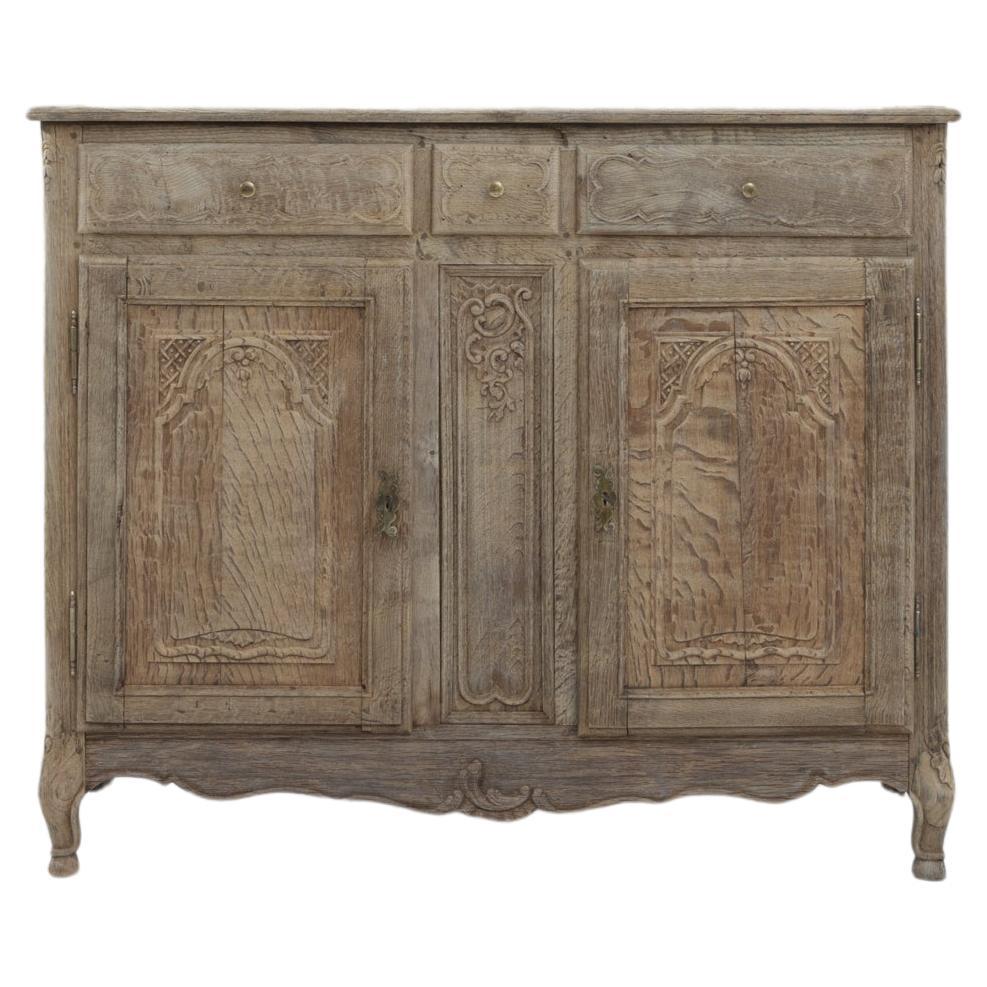 19th Century French Bleached Oak Buffet For Sale