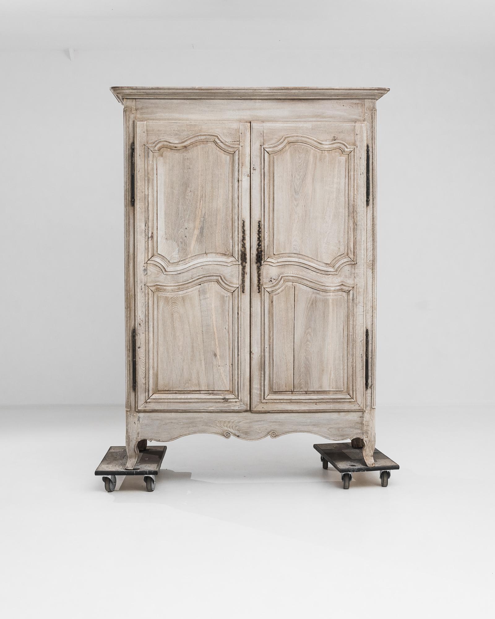 French Provincial 19th Century French Bleached Oak Cabinet For Sale