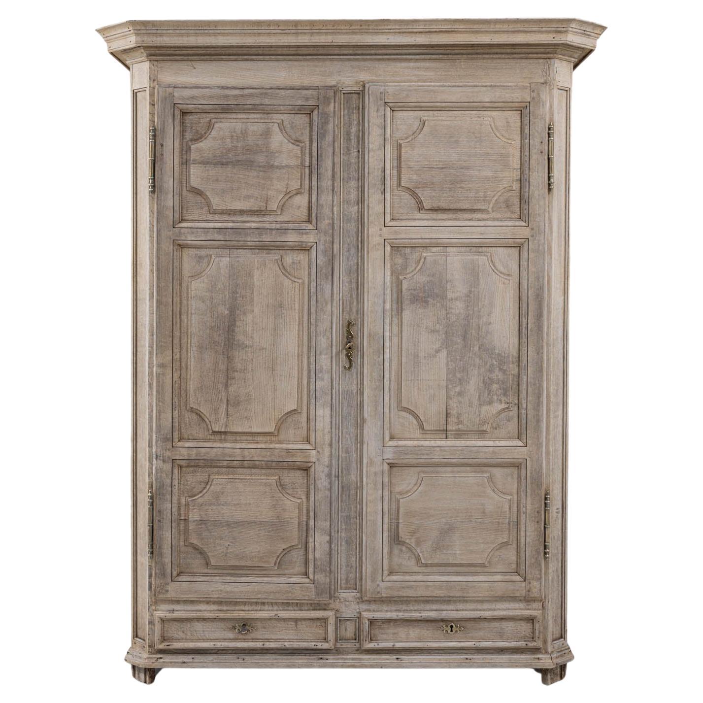 19th Century French Bleached Oak Cabinet For Sale