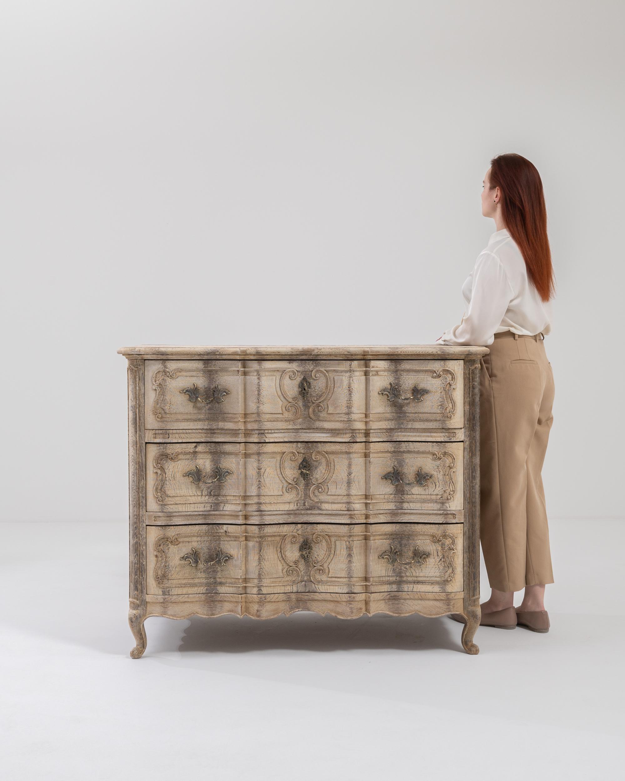 19th Century French Bleached Oak Chest of Drawers 8