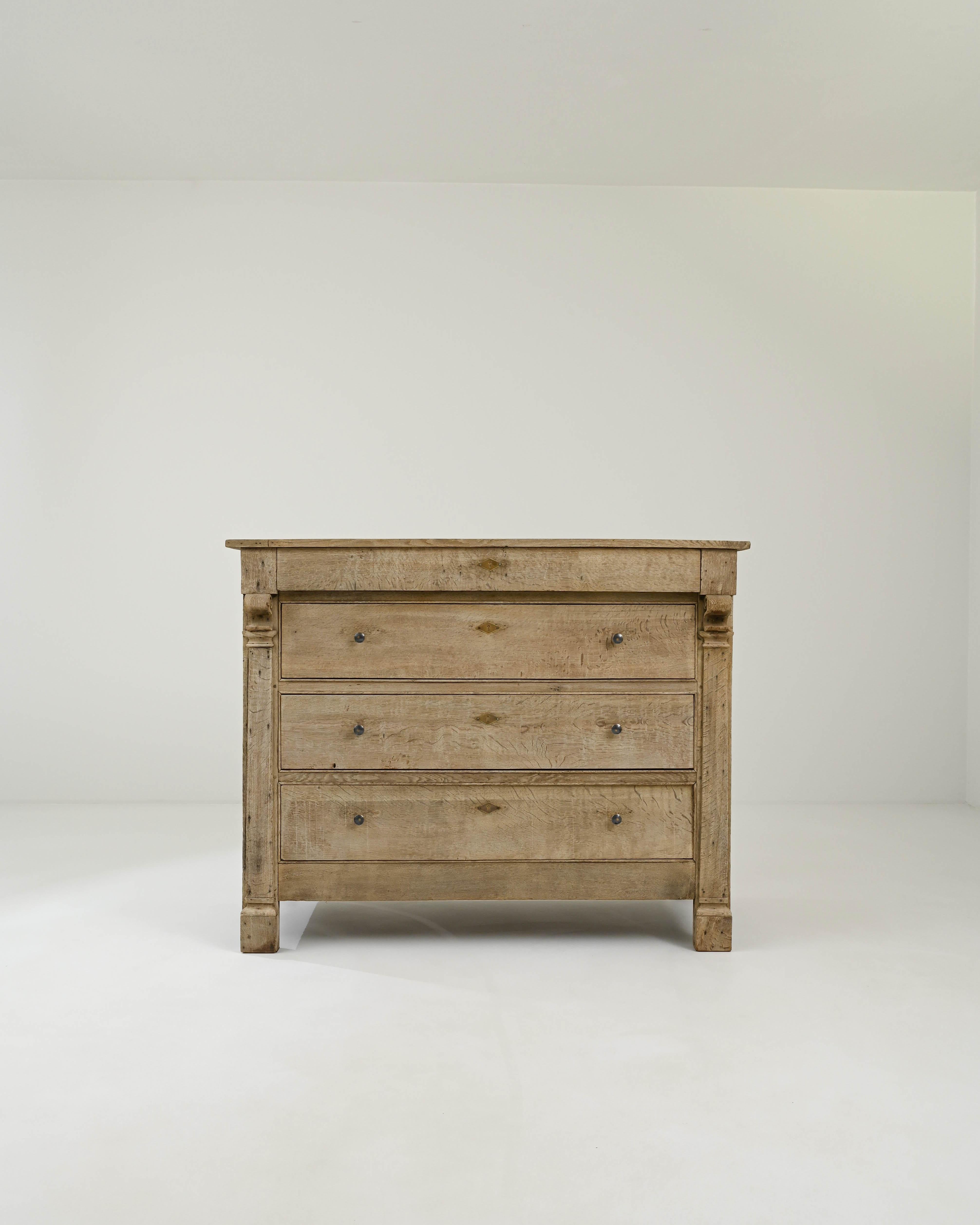 French Provincial 19th Century French Bleached Oak Chest of Drawers