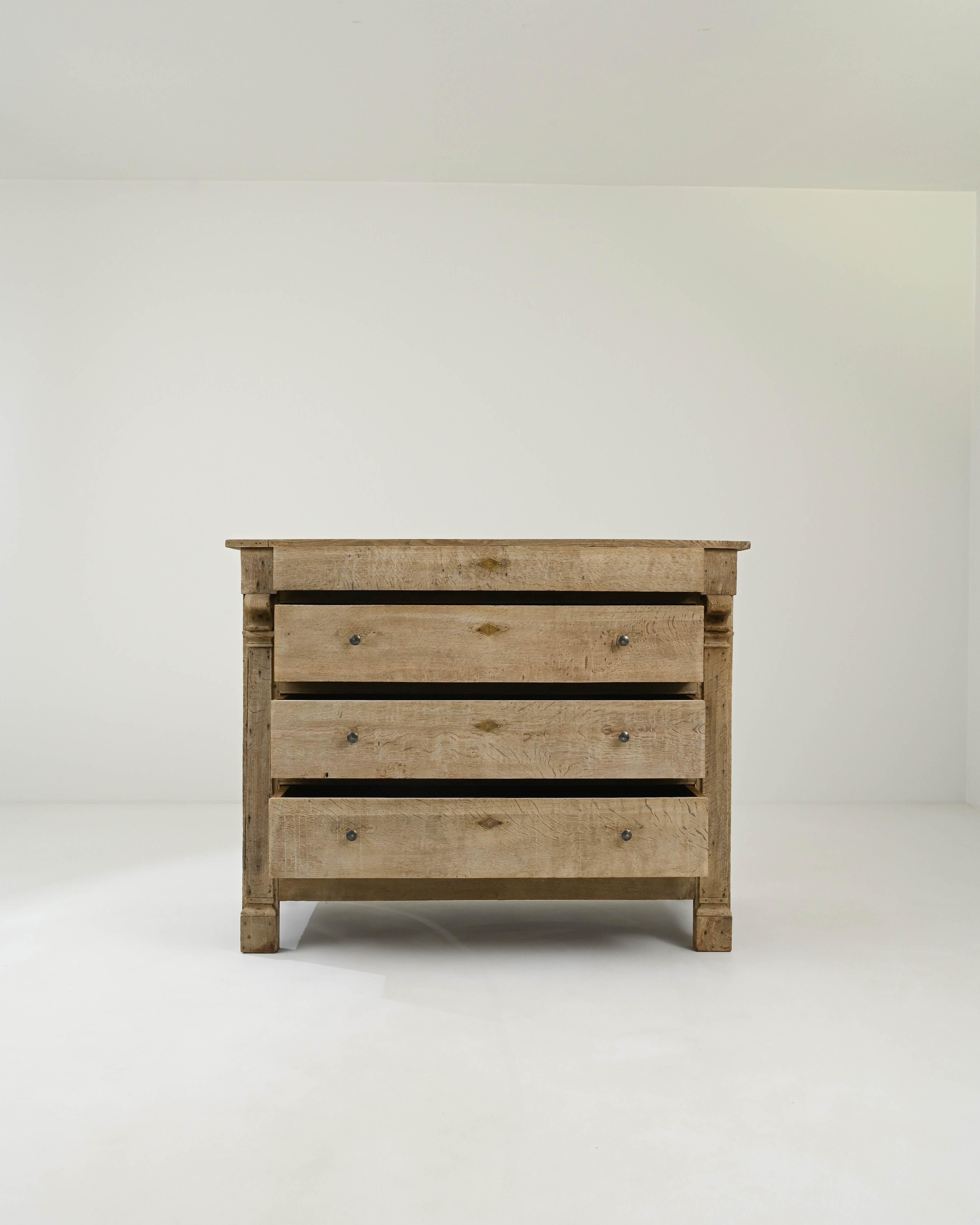 19th Century French Bleached Oak Chest of Drawers In Good Condition In High Point, NC