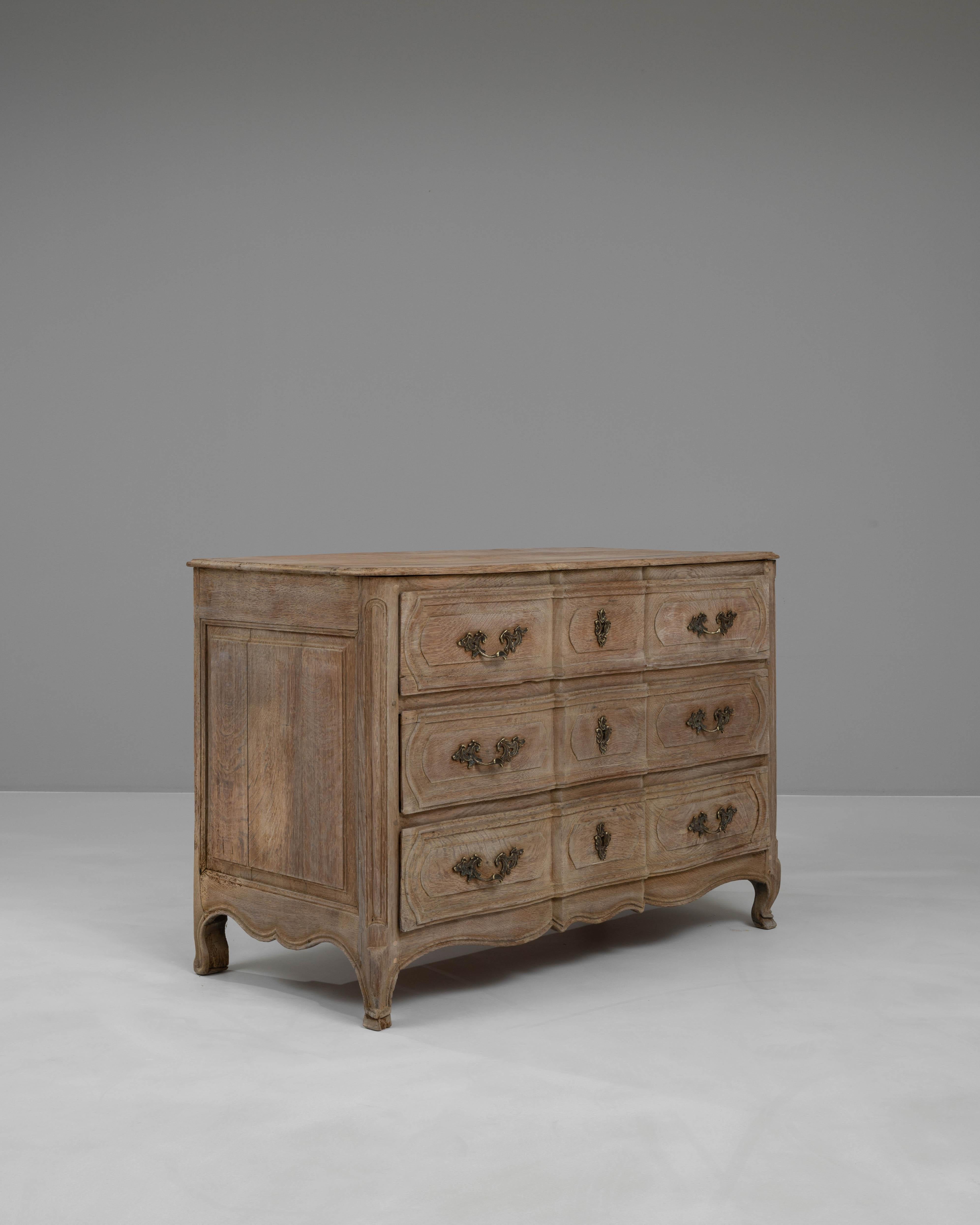 19th Century French Bleached Oak Chest Of Drawers 1