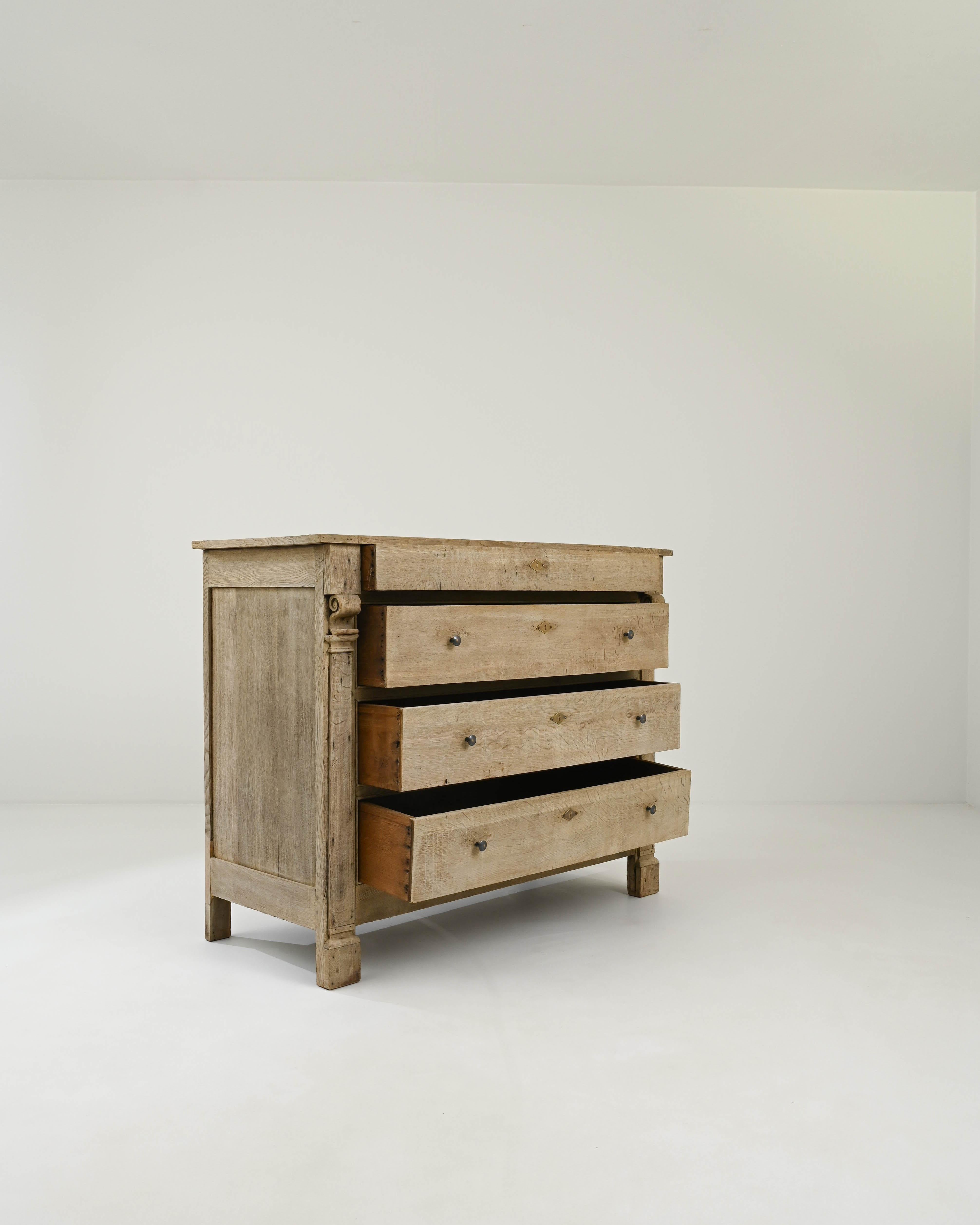 19th Century French Bleached Oak Chest of Drawers 1