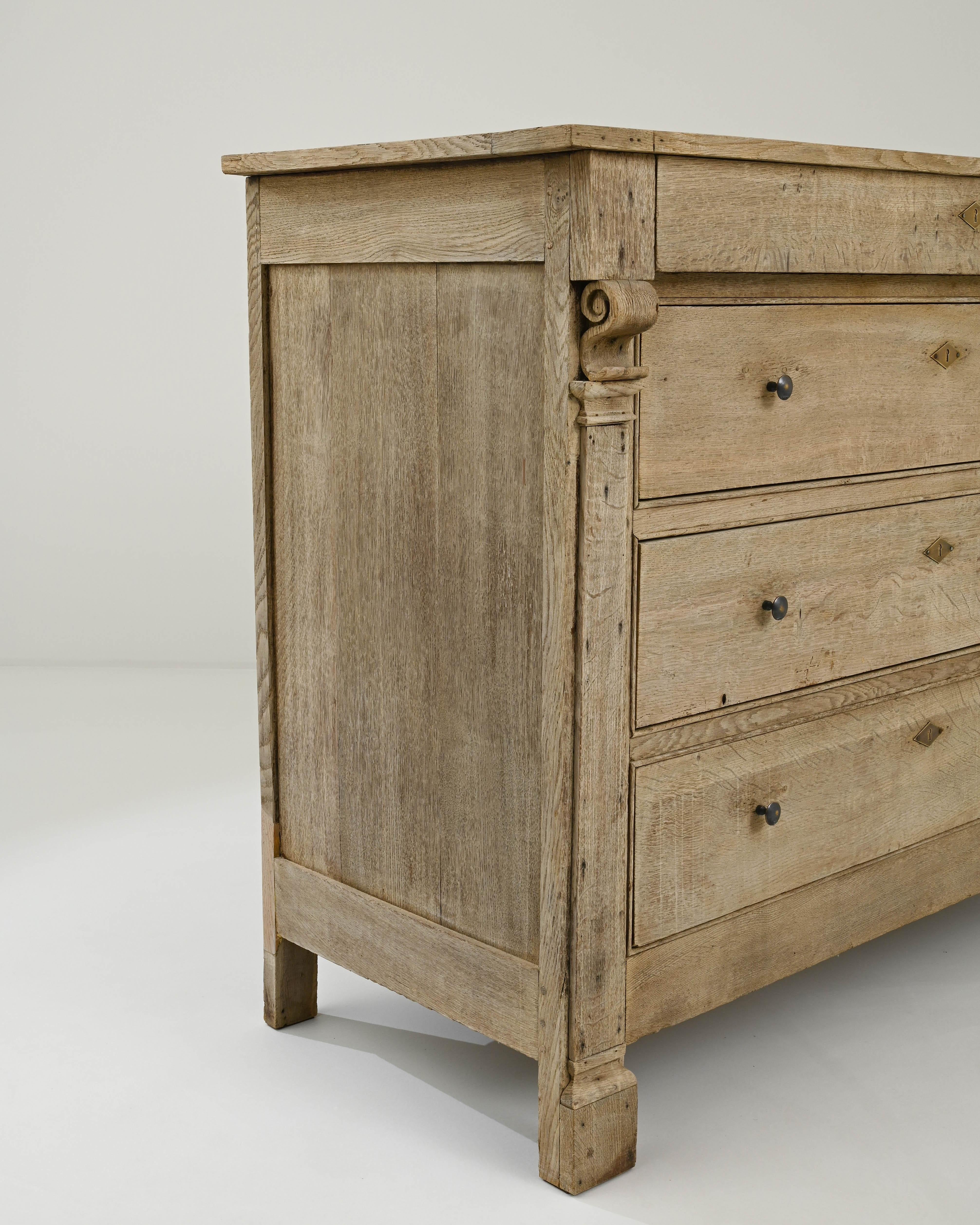 19th Century French Bleached Oak Chest of Drawers 3