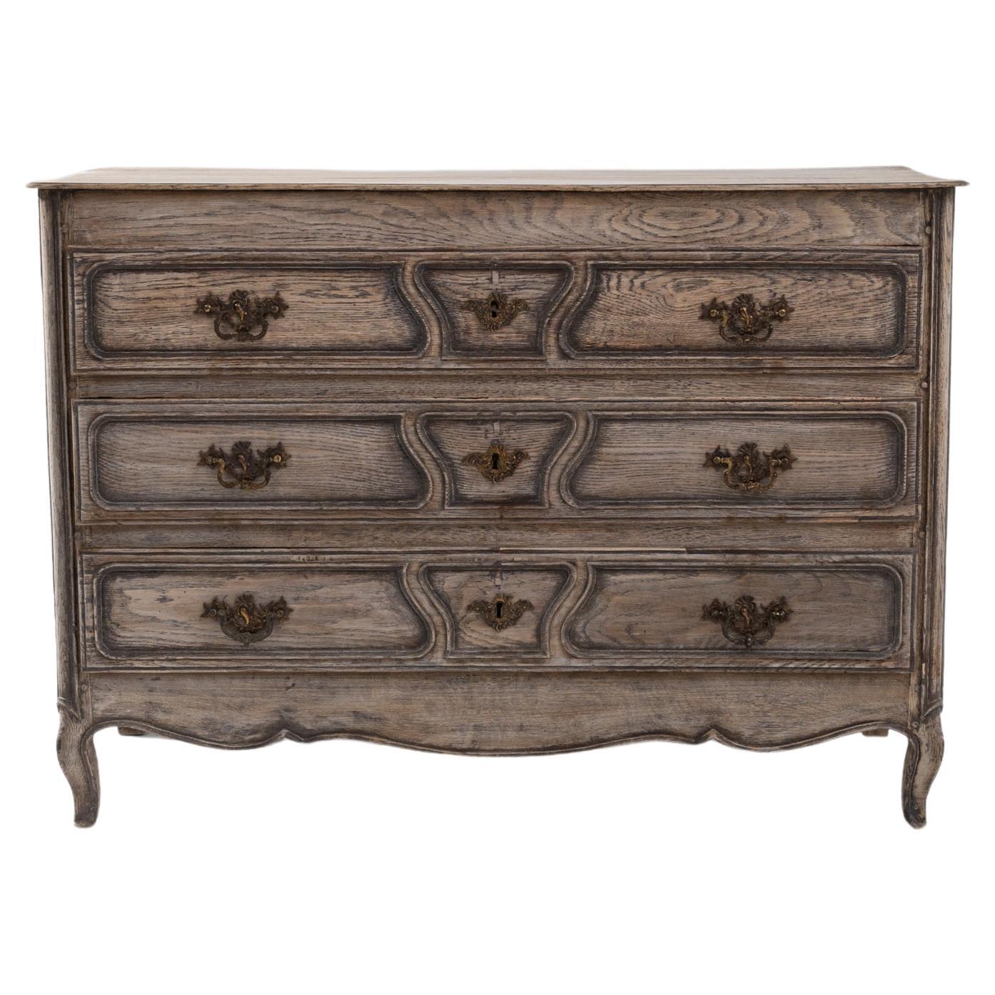 19th Century French Bleached Oak Chest of Drawers