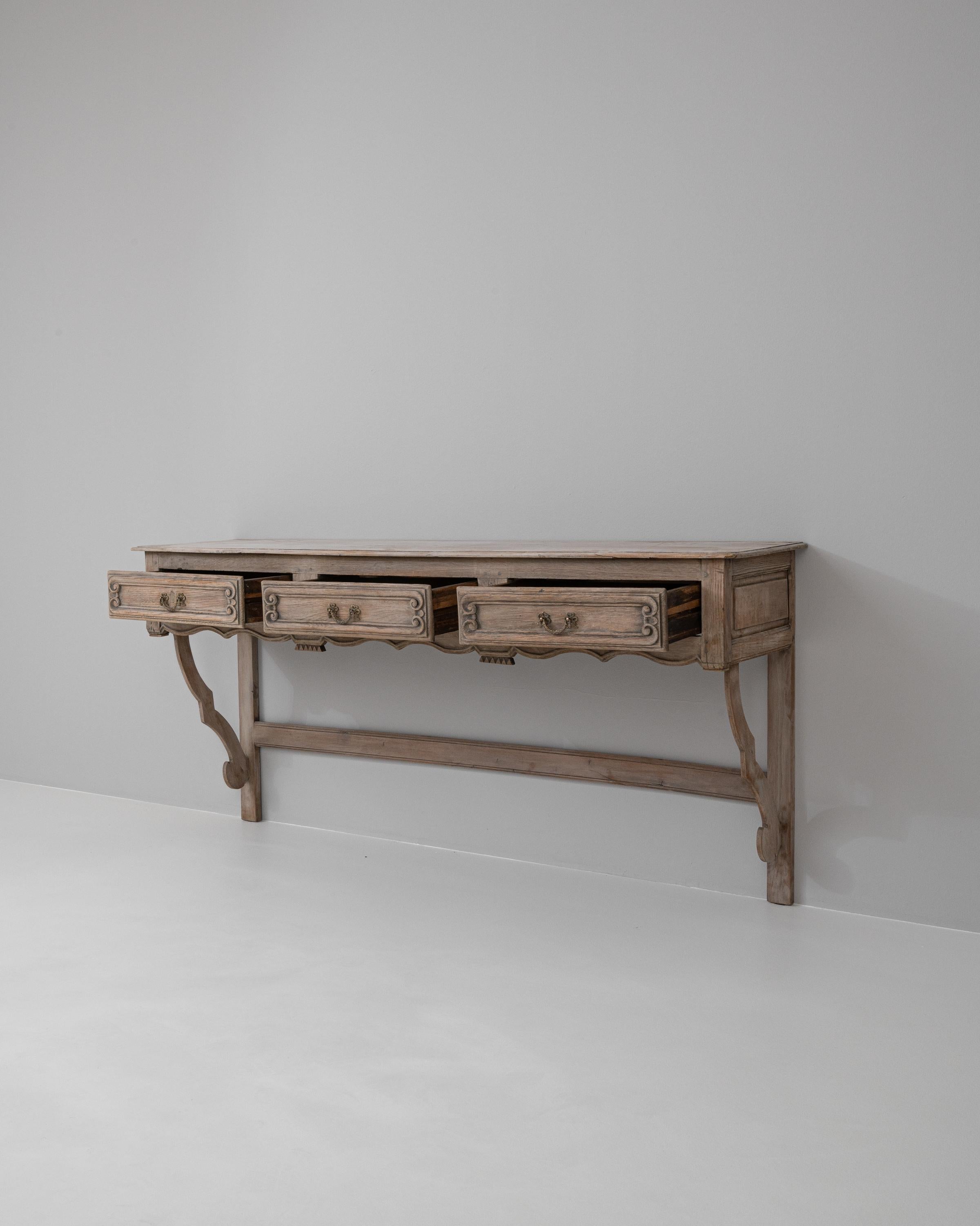 19th Century French Bleached Oak Console Table 1