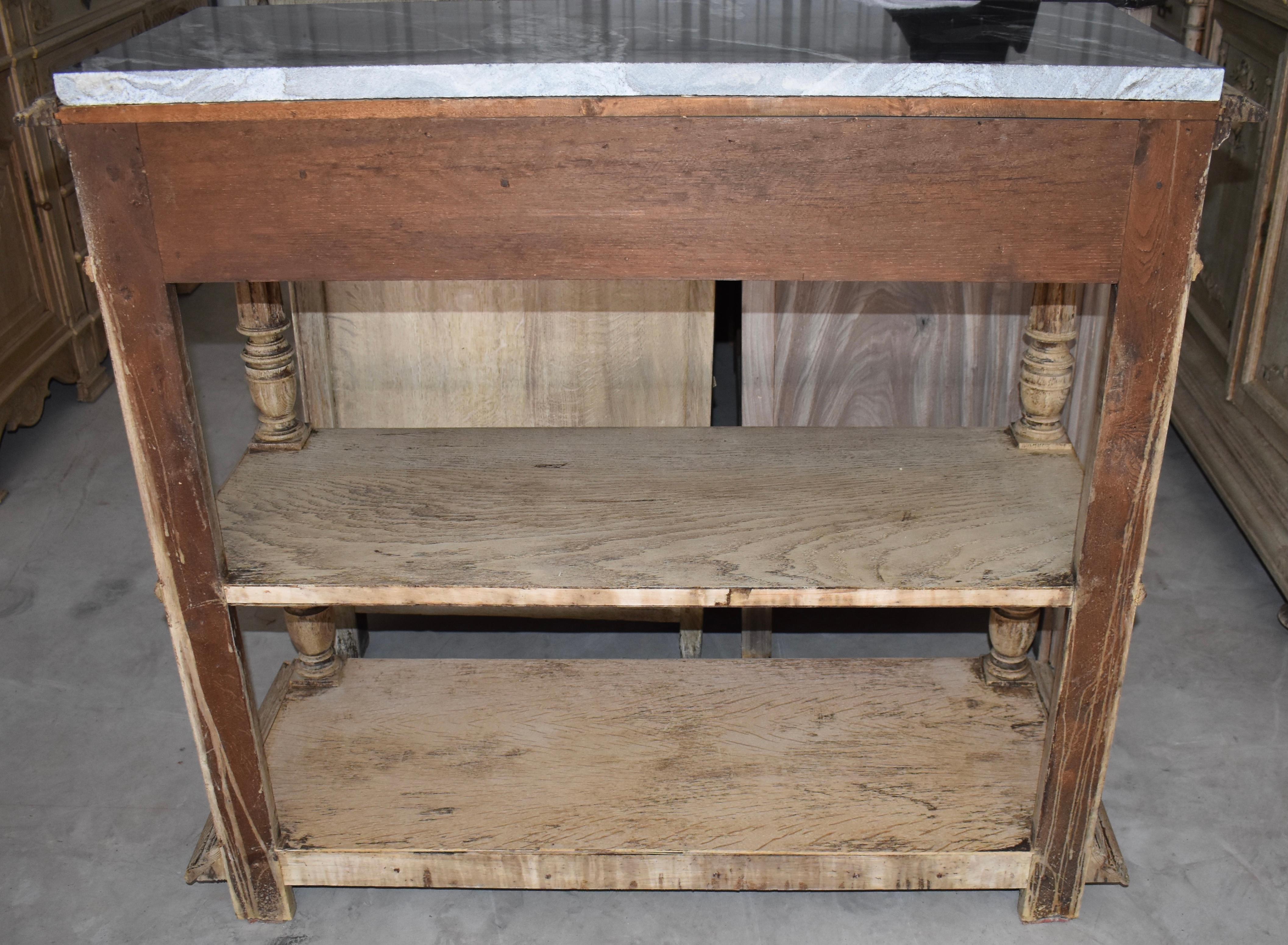 19th Century French Bleached Oak Console With Marble Top 14