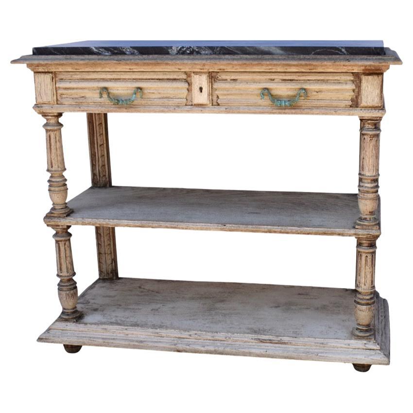 19th Century French Bleached Oak Console With Marble Top