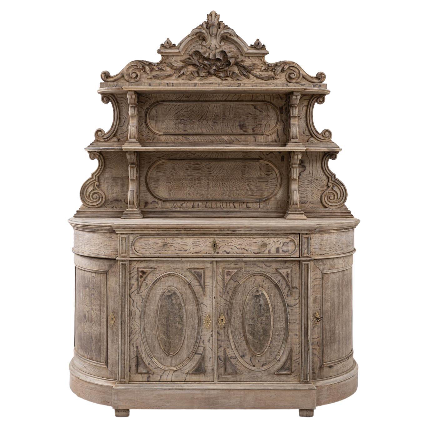 19th Century French Bleached Oak Cupboard