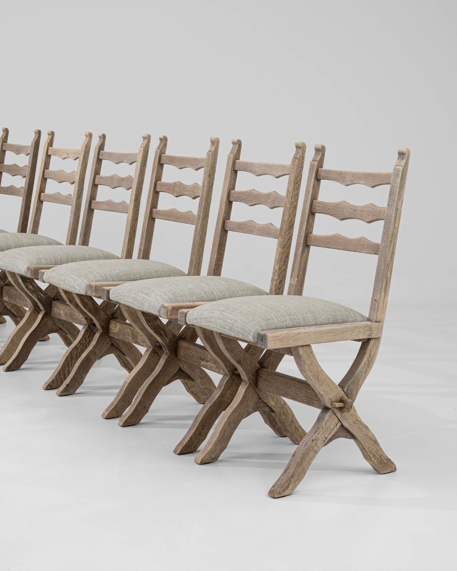 Französische Esszimmerstühle aus gebleichter Eiche aus dem 19. Jahrhundert, Sechser-Set im Angebot 5