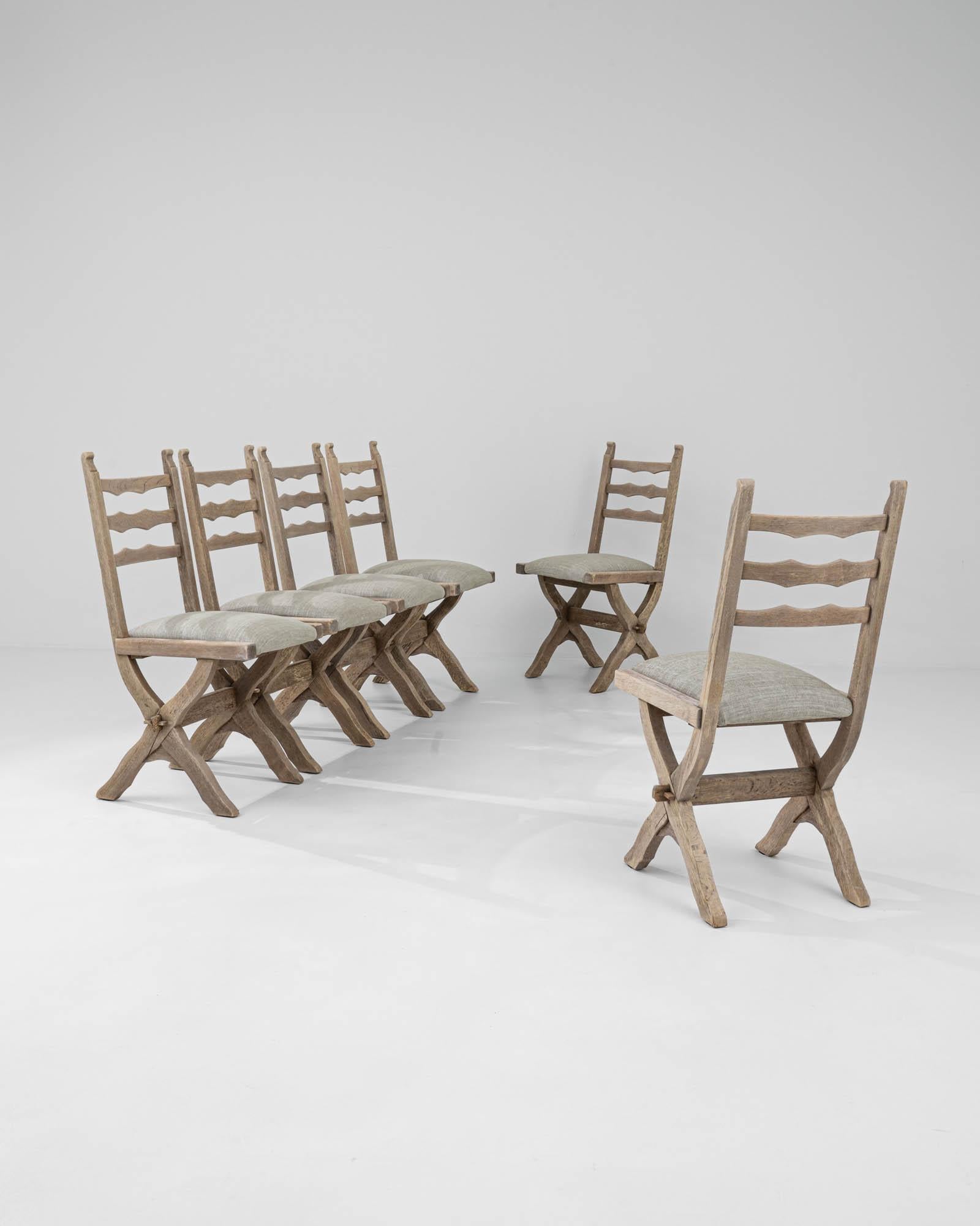Französische Esszimmerstühle aus gebleichter Eiche aus dem 19. Jahrhundert, Sechser-Set (Gebleicht) im Angebot