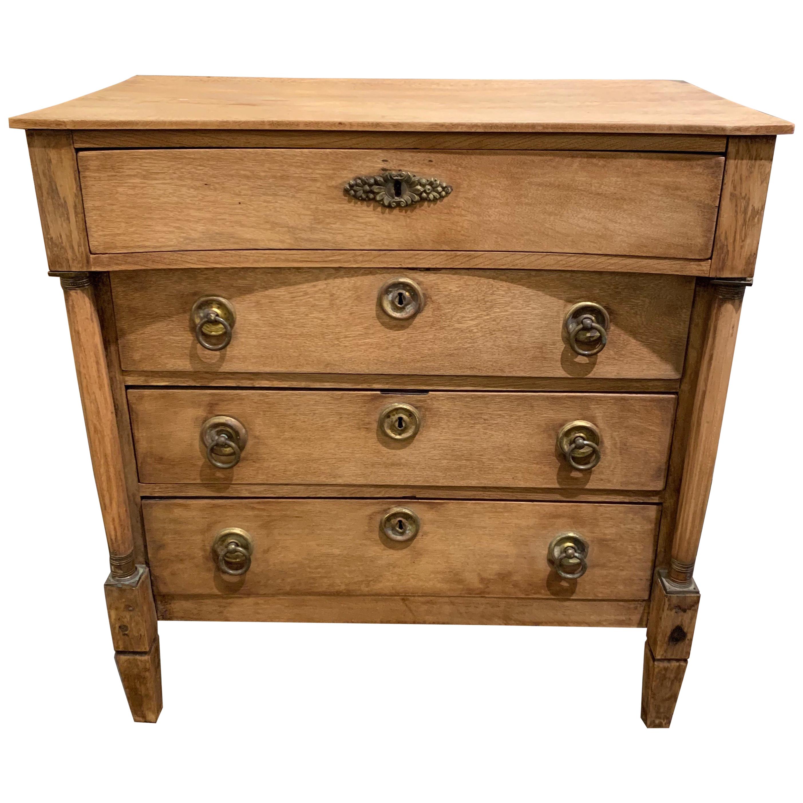 19th Century French Bleached Oak Empire Style Chest of Drawers
